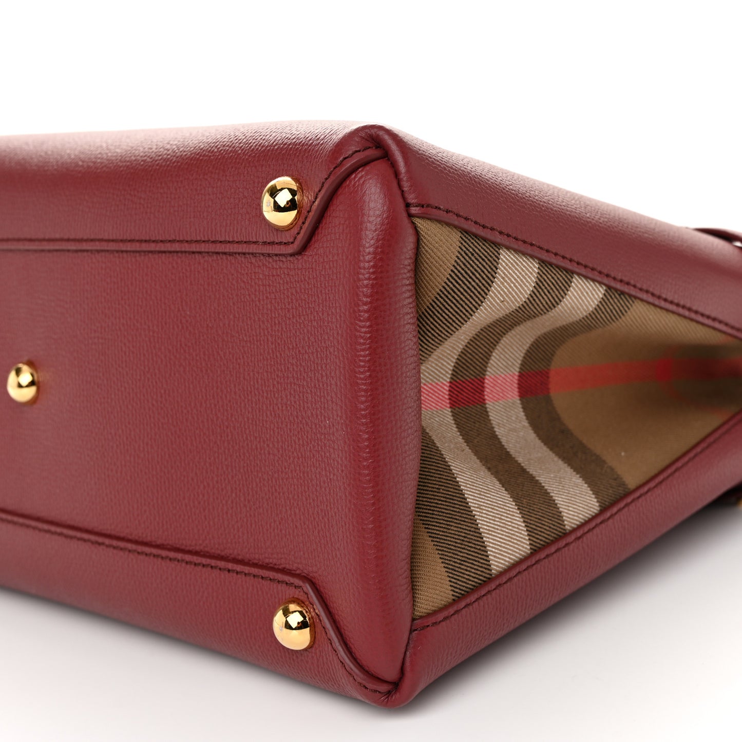 Grainy Calfskin House Check Medium Banner Tote Crimson