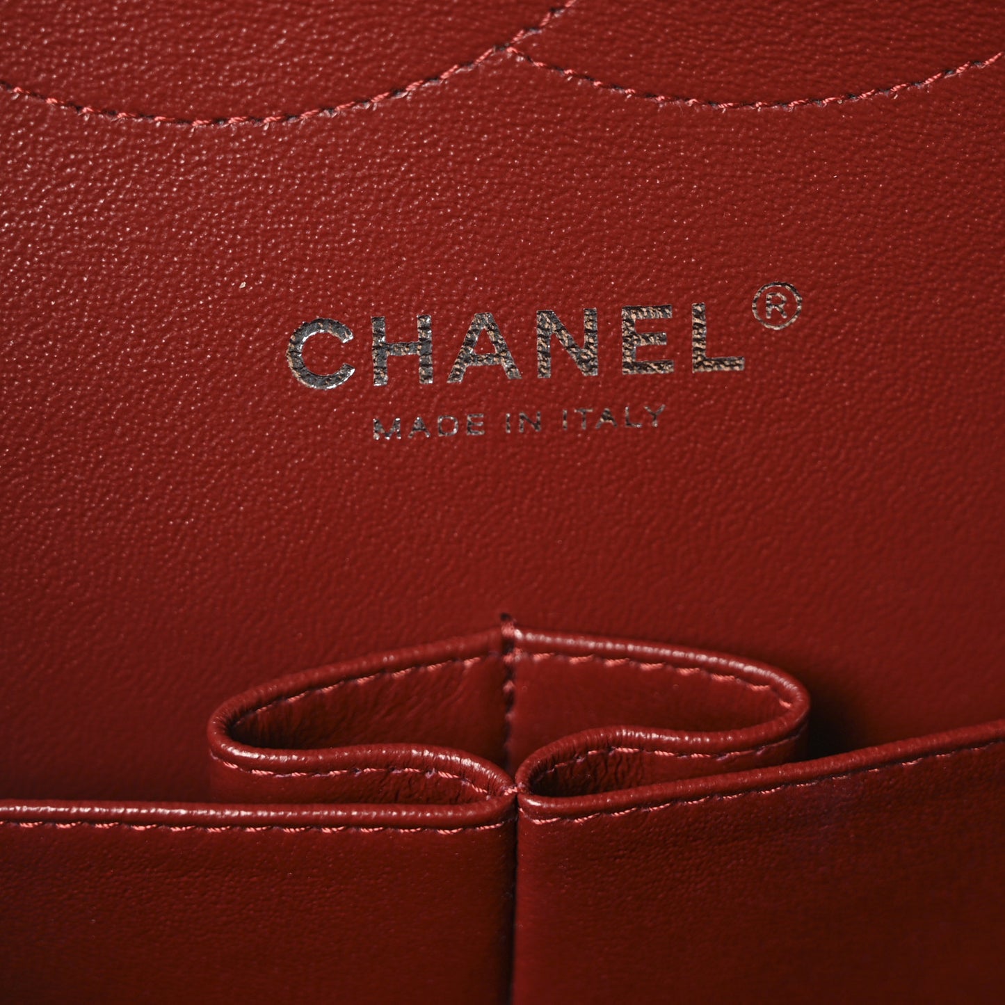 Patent Quilted Jumbo Double Flap Dark Red