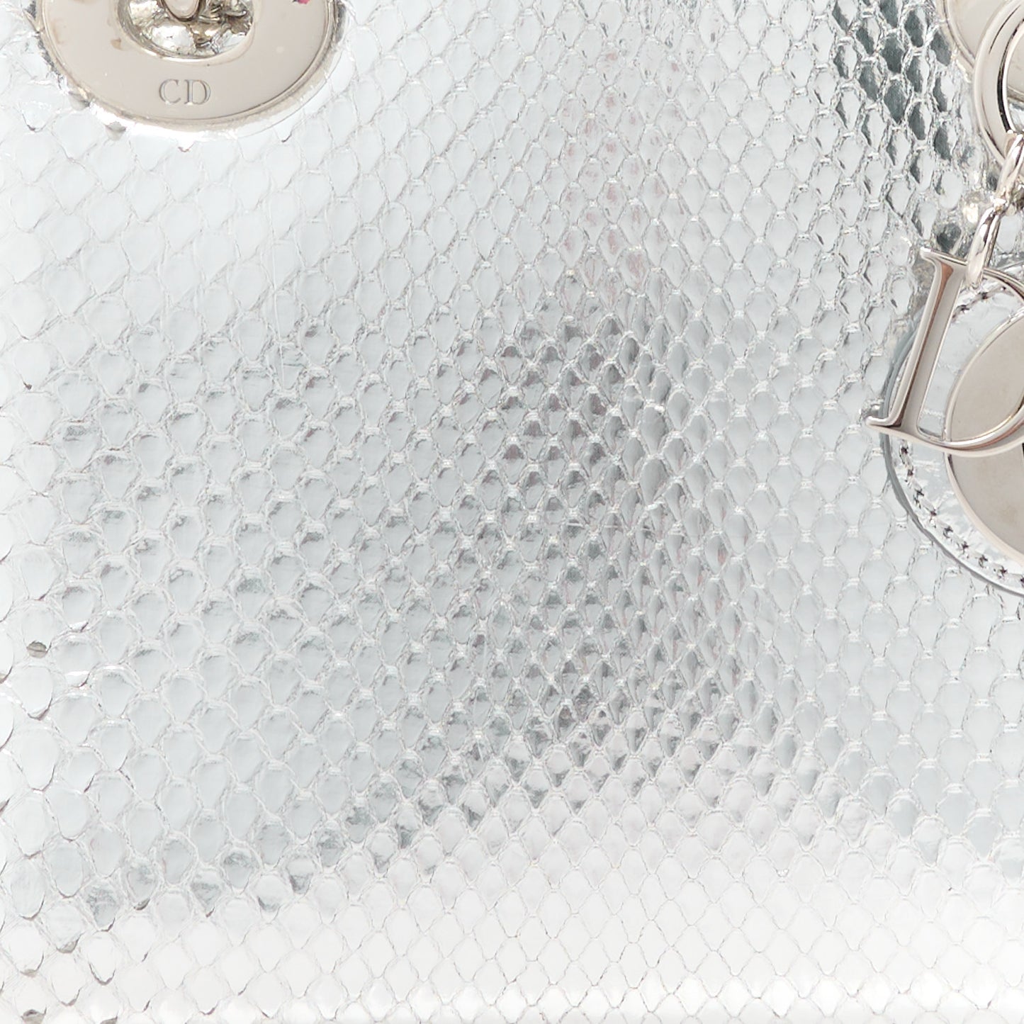 Metallic Snakeskin Mini Lady Dior Silver