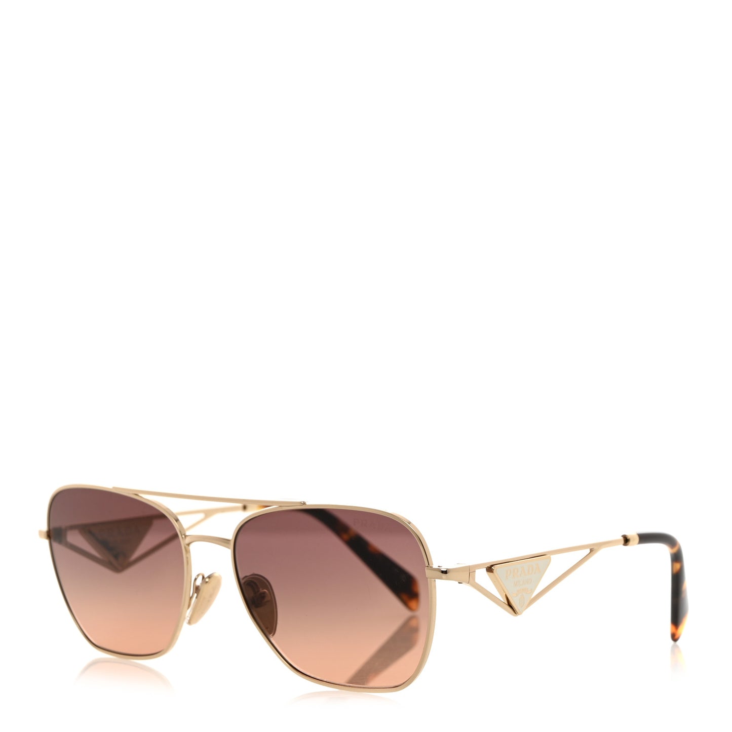 Metal Symbole Triangle Logo Aviator Sunglasses SPR A50 Gold Tortoise Brown