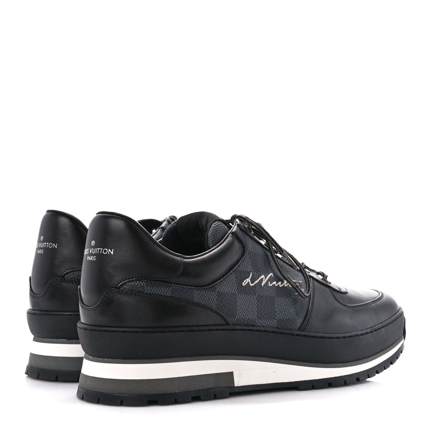 Calfskin Damier Graphite Harlem Sneakers 8.5 Black