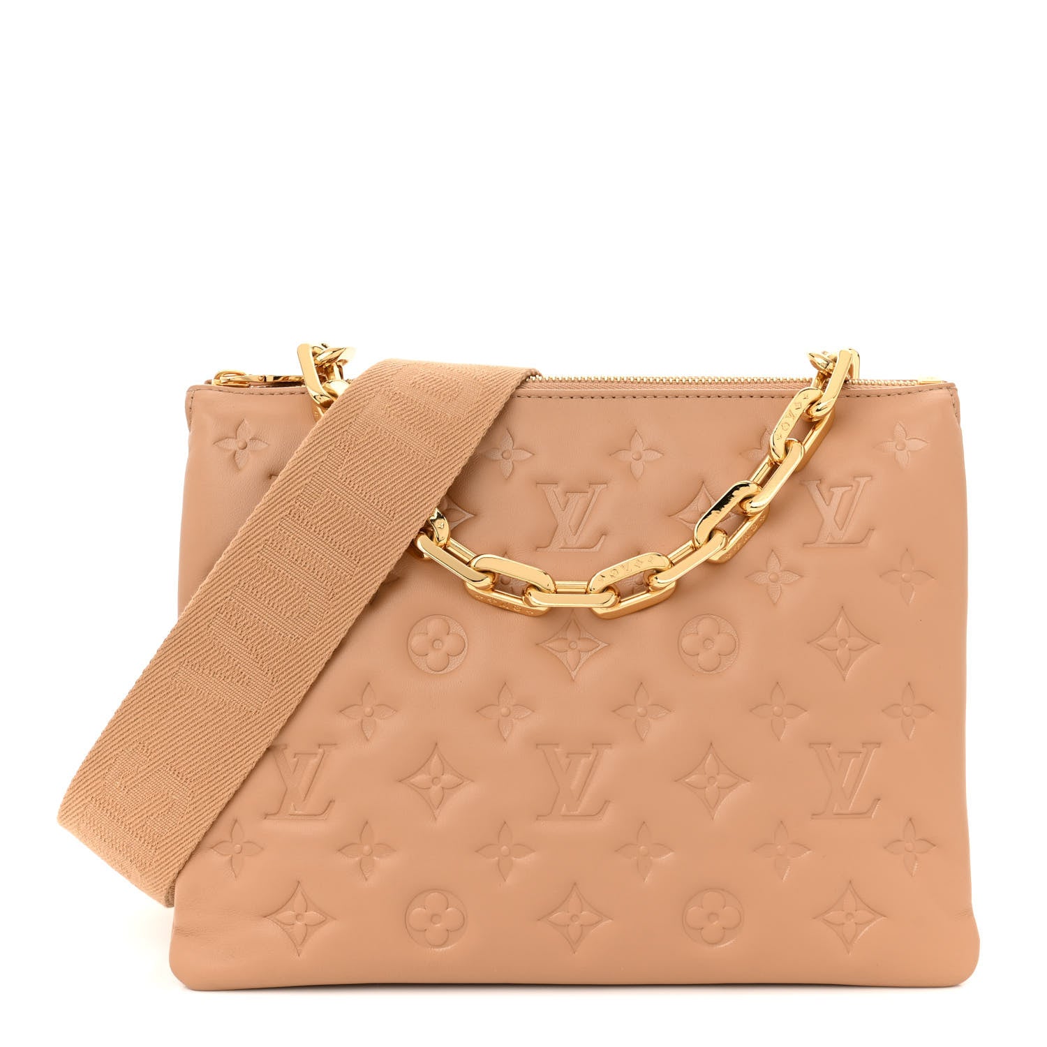 Louis Vuitton Lambskin Embossed Monogram Coussin PM Camel 1 of 12