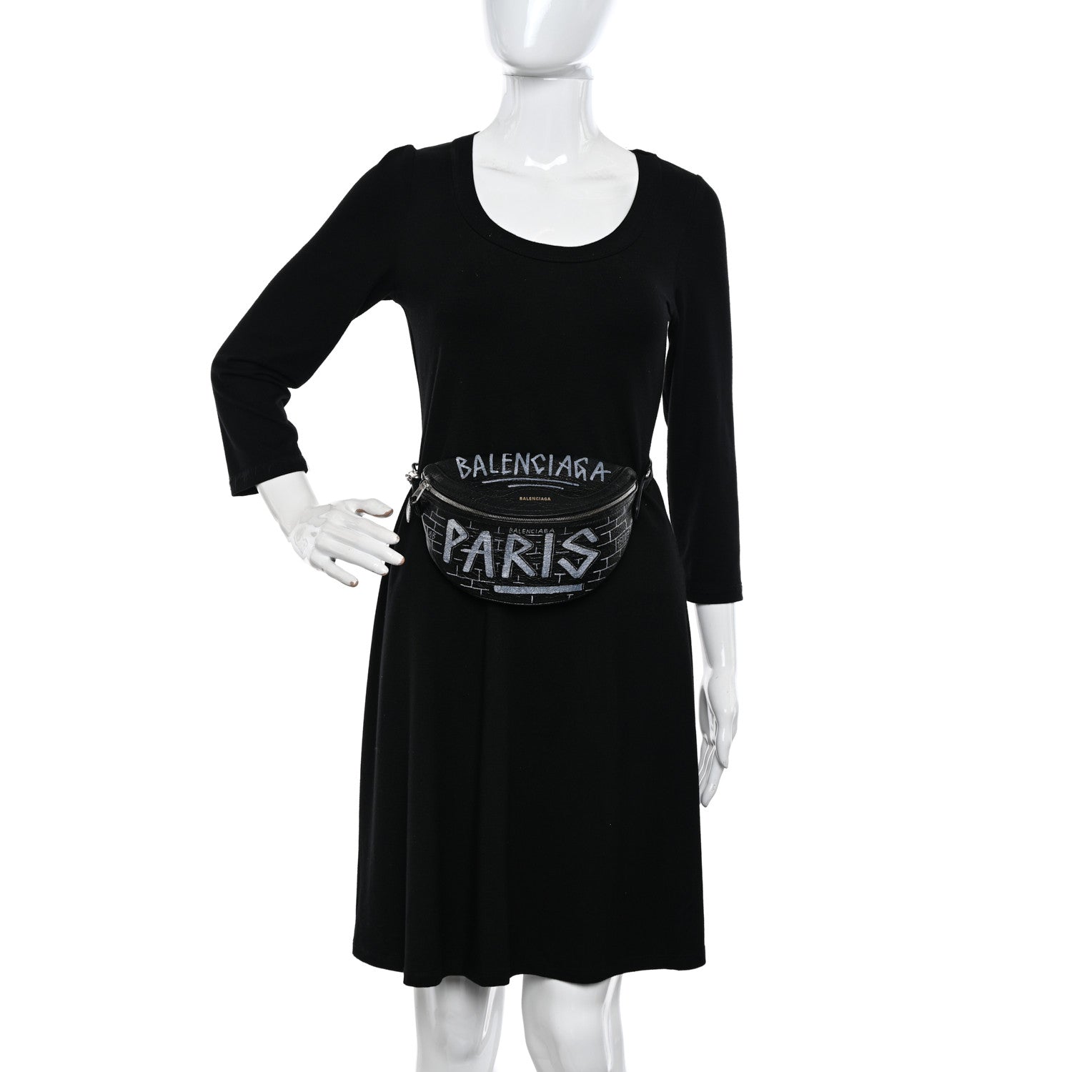 Balenciaga Agneau Arena Graffiti All Over XXS Souvenir Belt Bag Black White 2 of 12