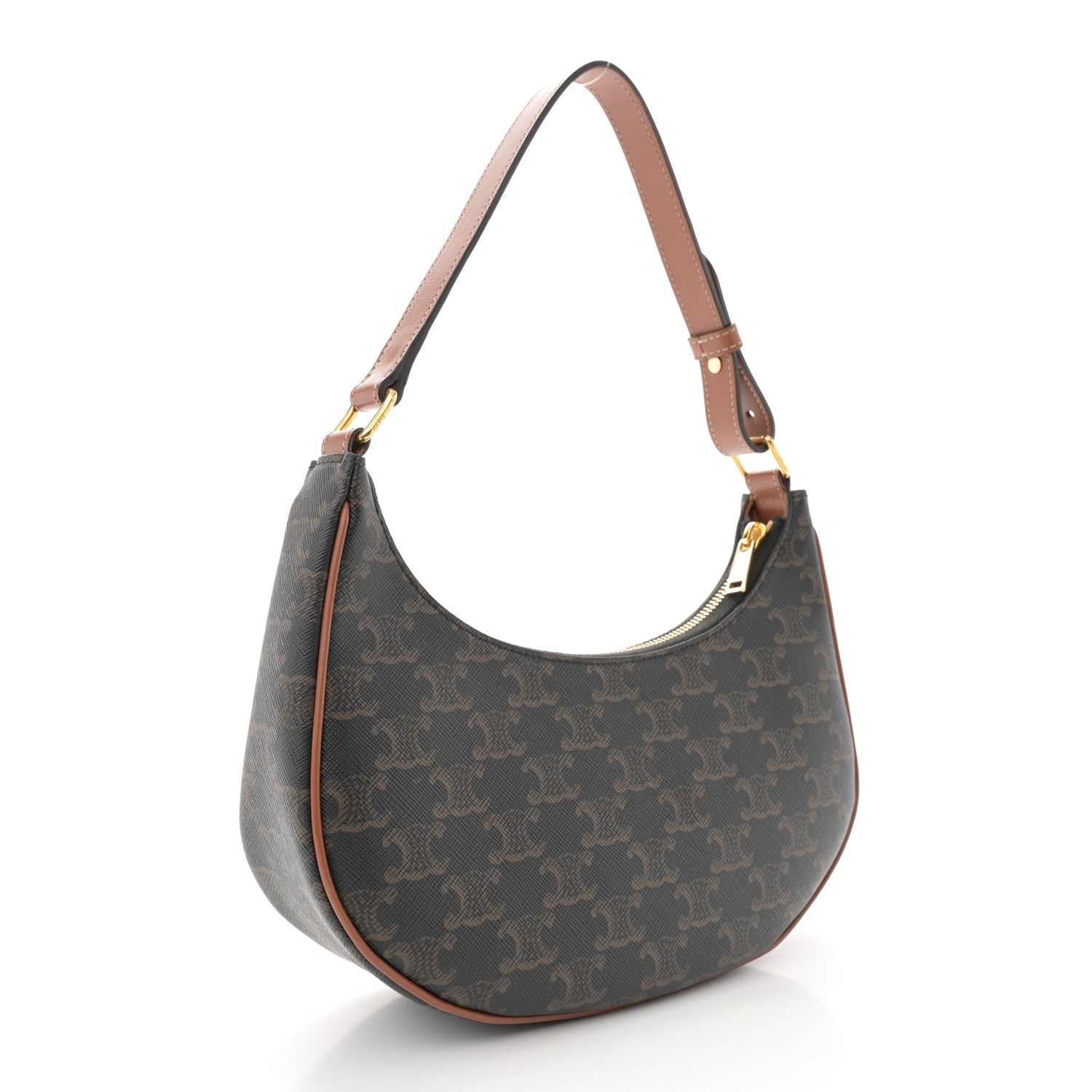 Celine Triomphe Canvas Calfskin Ava Shoulder Bag Tan 3 of 12