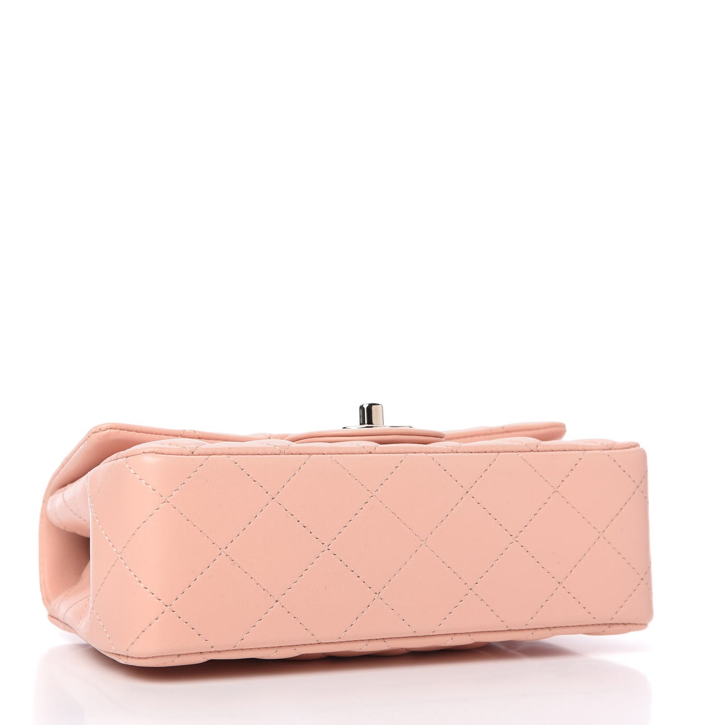 Lambskin Quilted Mini Rectangular Flap Light Pink
