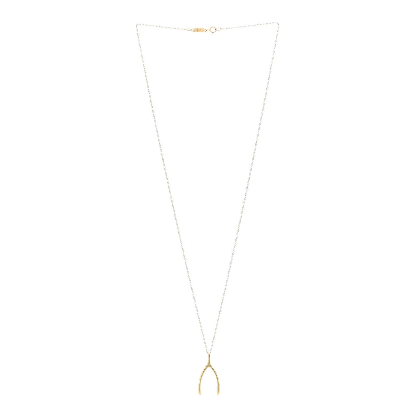 18K Yellow Gold Wishbone Pendant Necklace