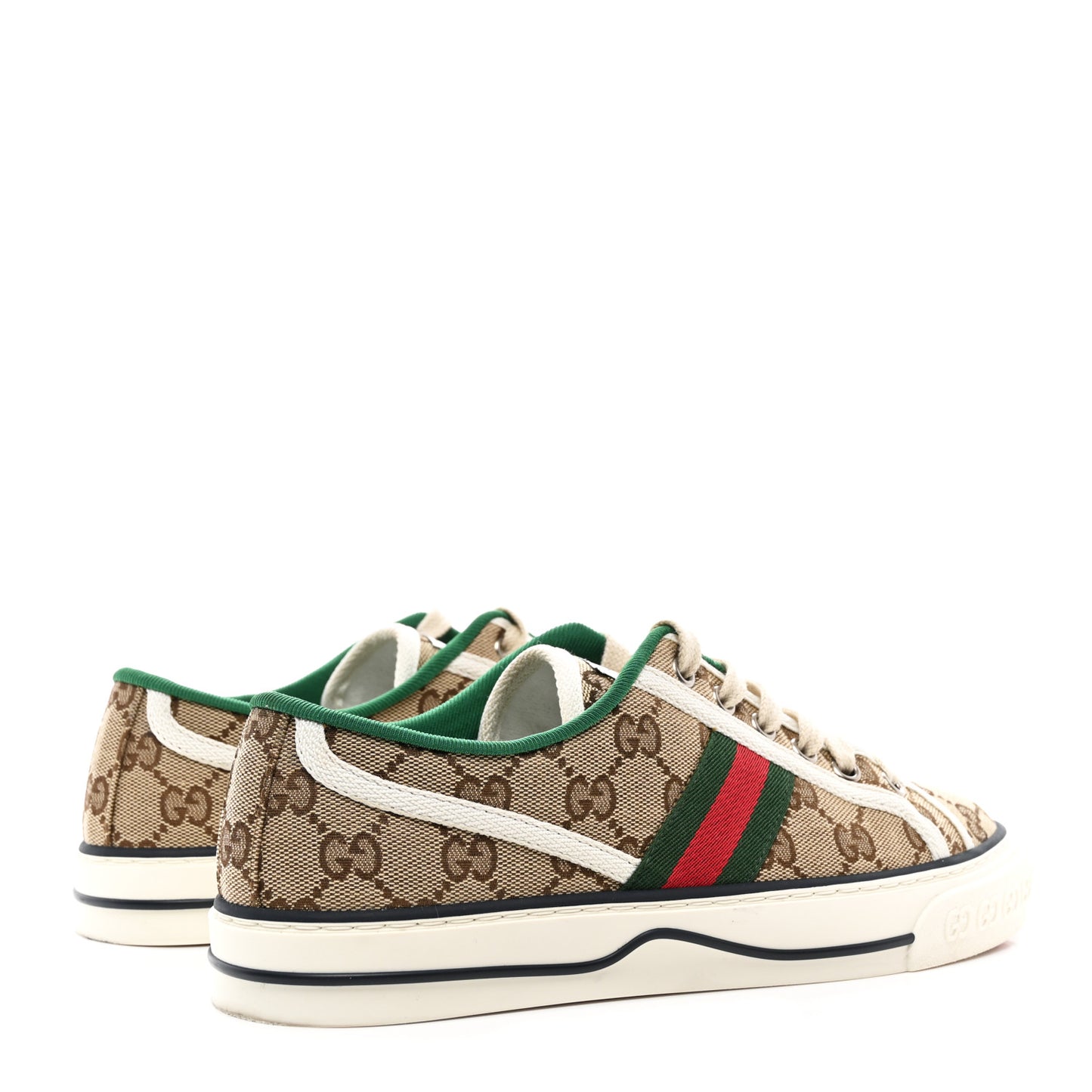 GG Monogram Web Womens 1977 Tennis Sneakers 39 Beige Ebony Mystic White