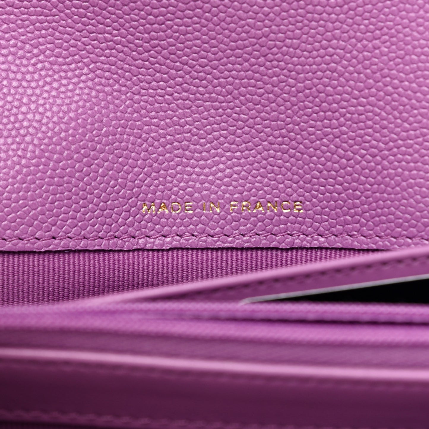 Caviar Quilted Large Flap Wallet Purple