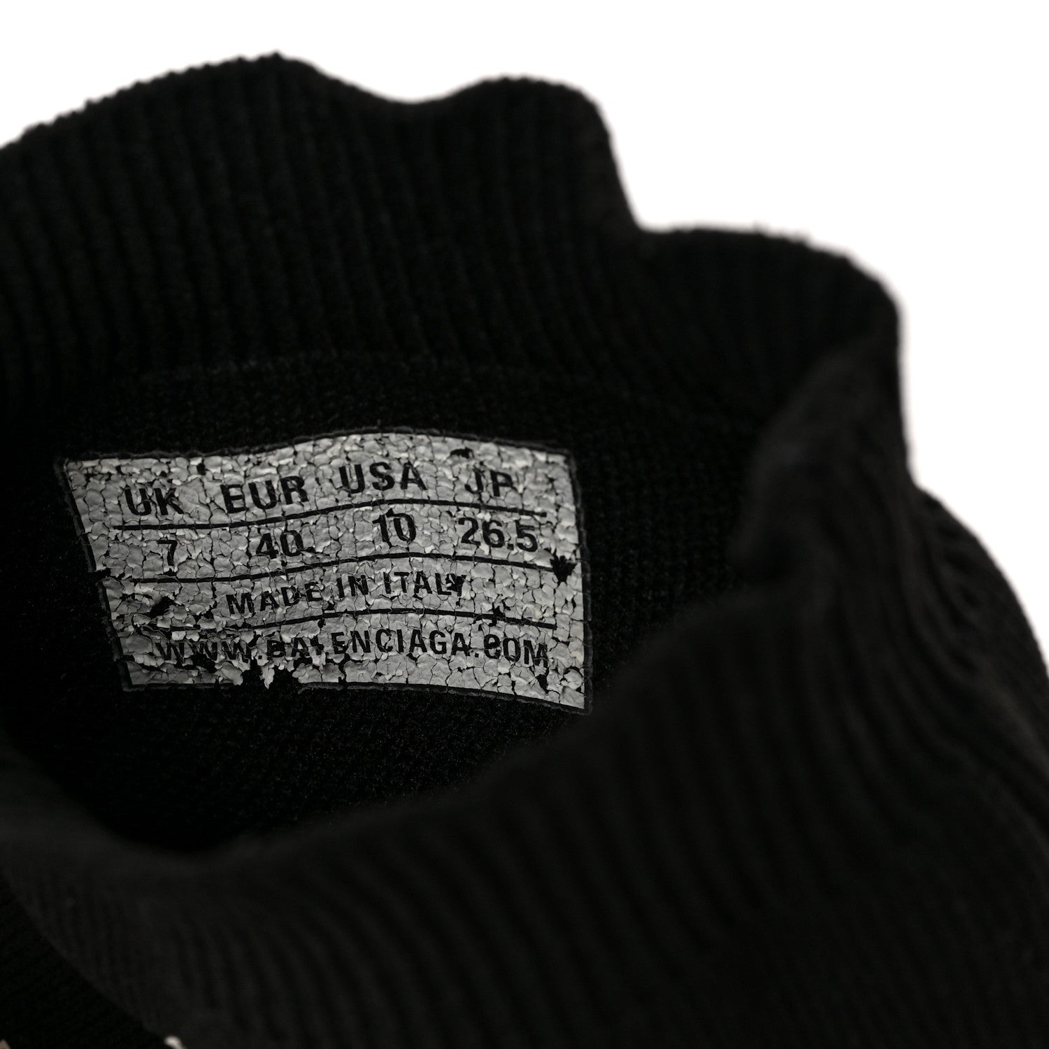 Balenciaga Neoprene Knit Allover Logo Bi-Color Sole Womens Speed Sneakers 37 Black White 8 of 8