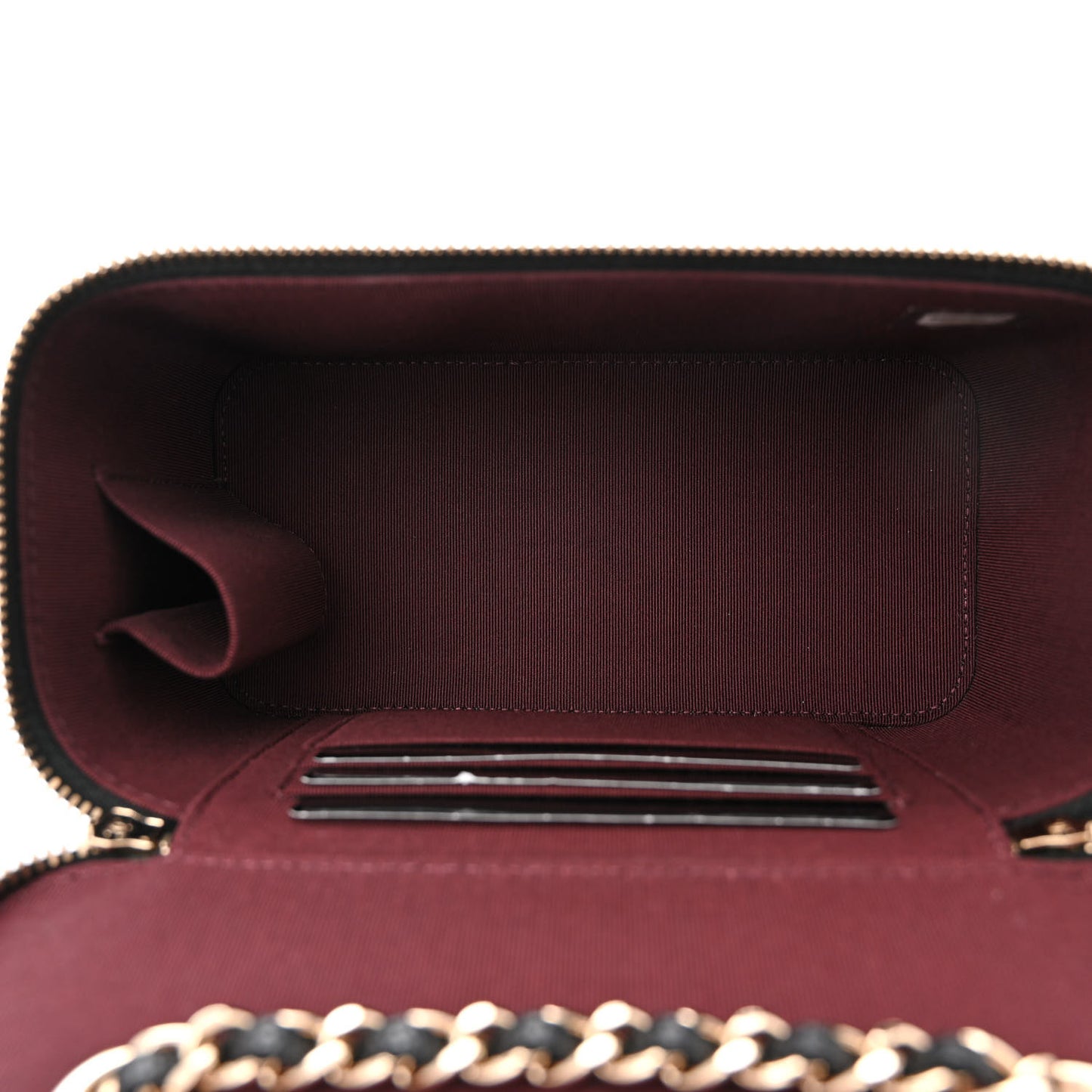 Caviar Quilted Small Vanity Case With Chain Black