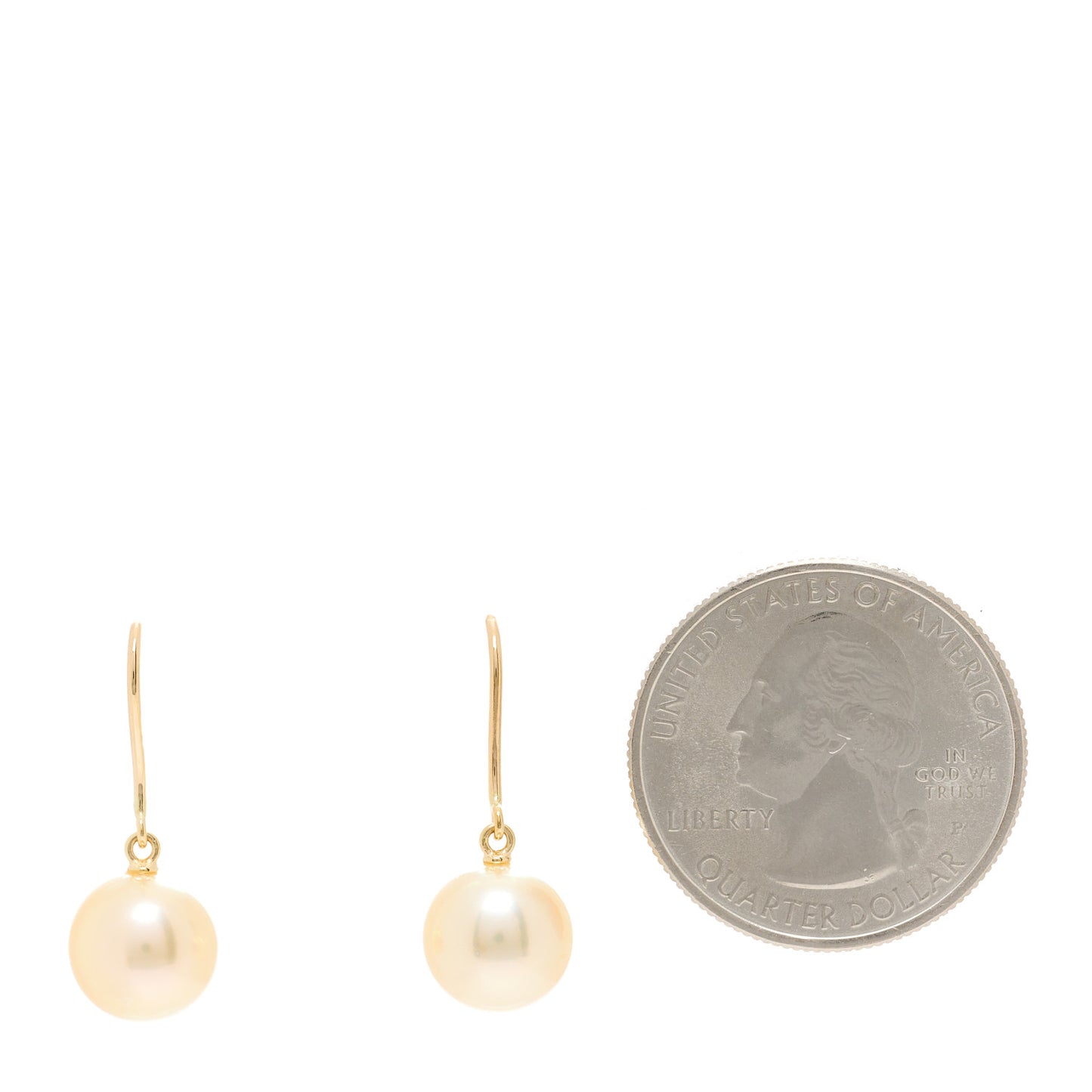 18K Yellow Gold Akoya Pearl 9mm Drop Earrings