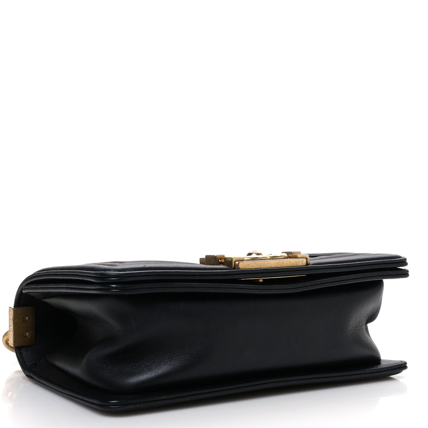 Calfskin Quilted Small Boy Flap Black