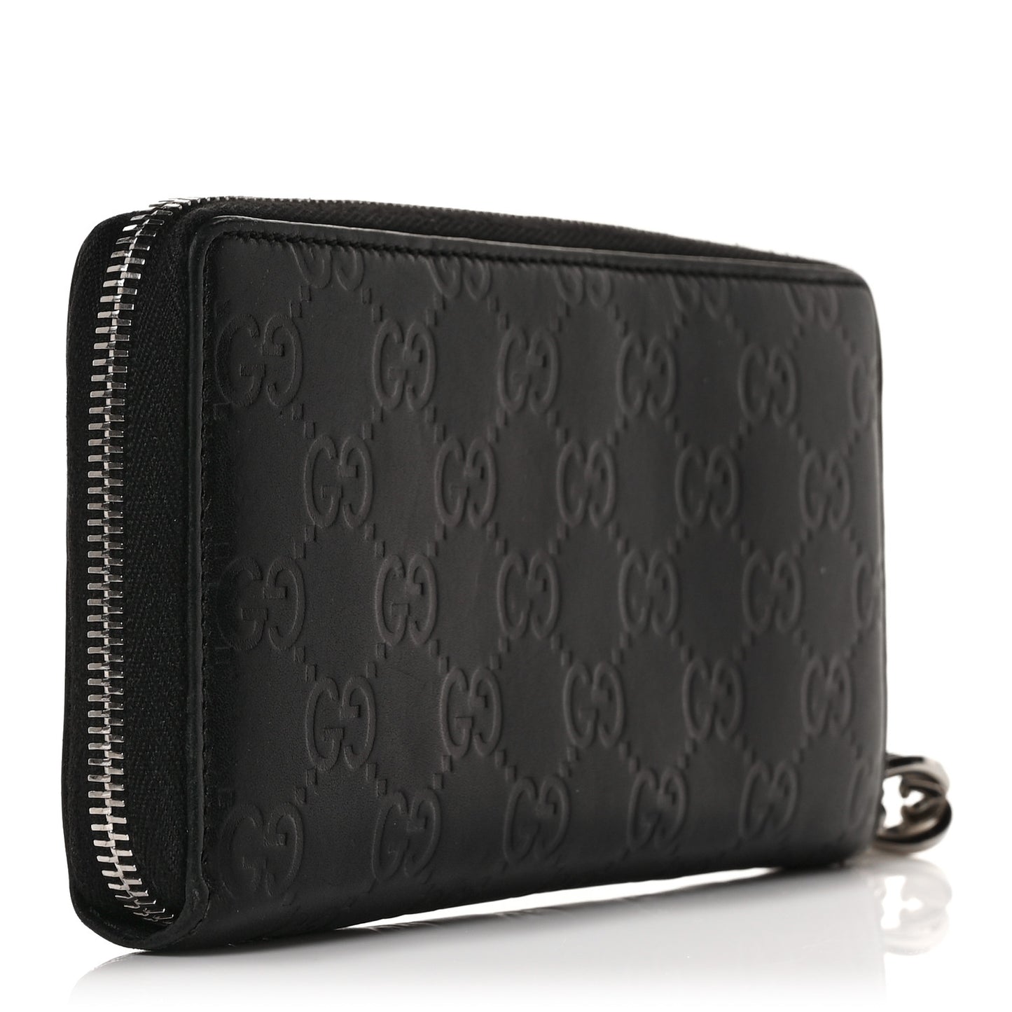 Guccissima Large Twins Zip Around Wallet Black