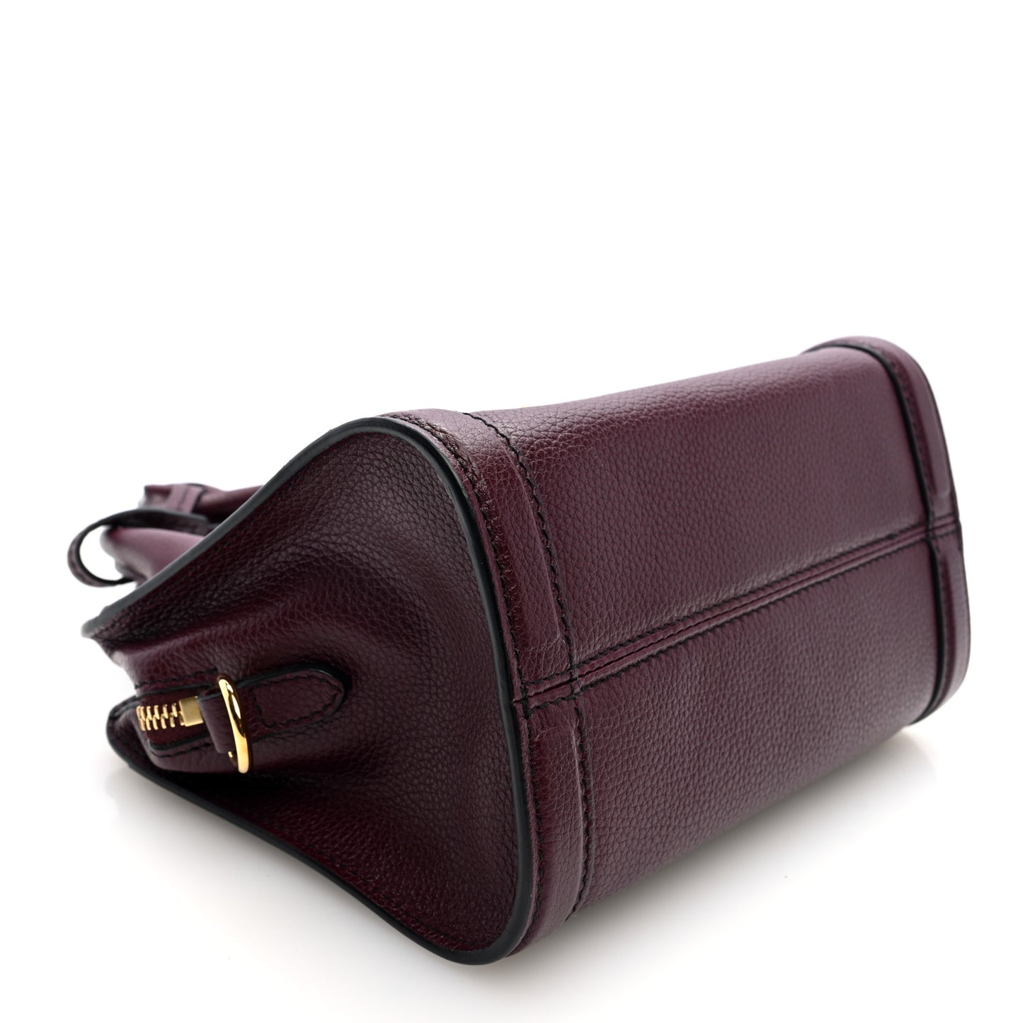 Pebbled Calfskin Mini Padlock Tote Bordeaux