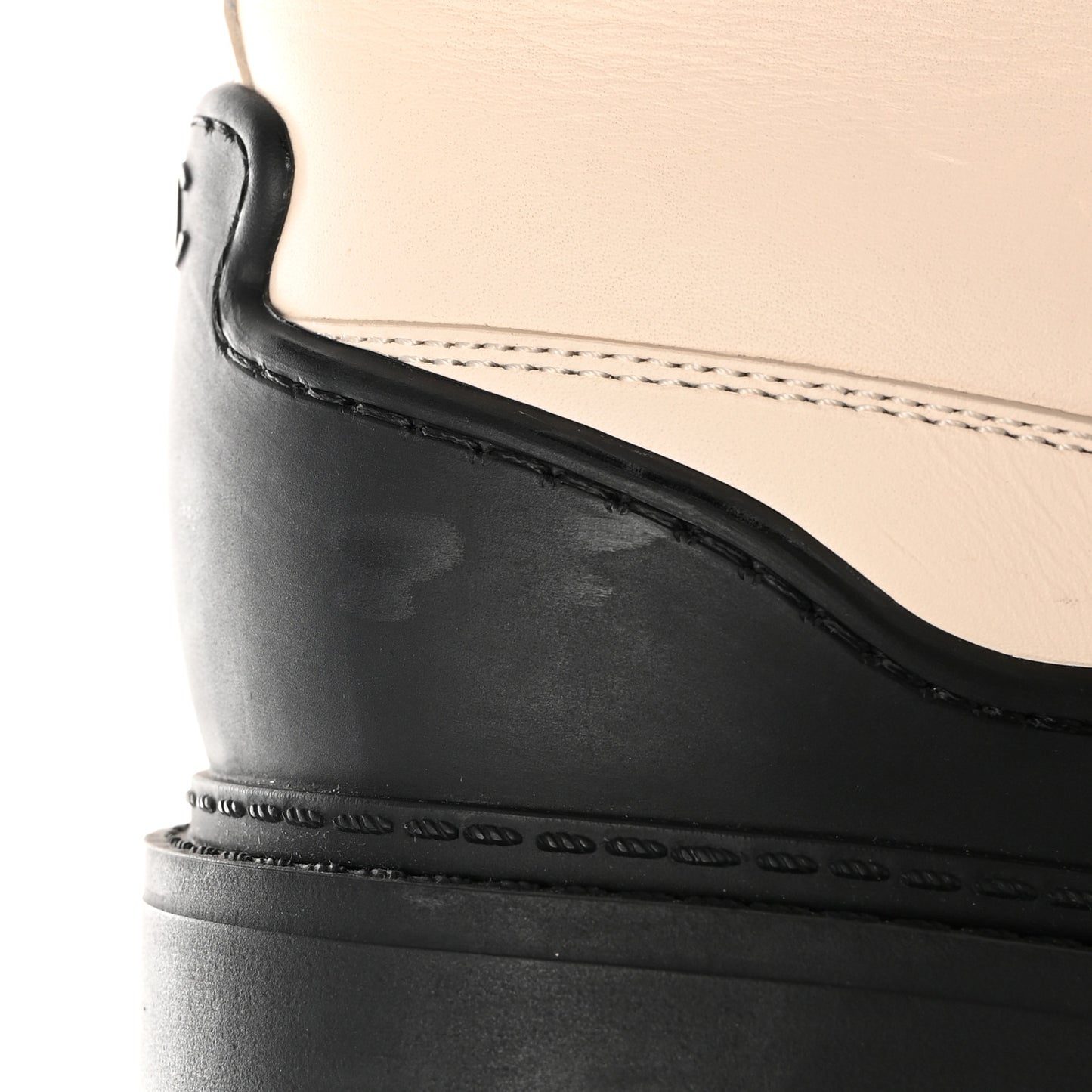 Calfskin Shearling CC Lace Up Boots 39 Black White