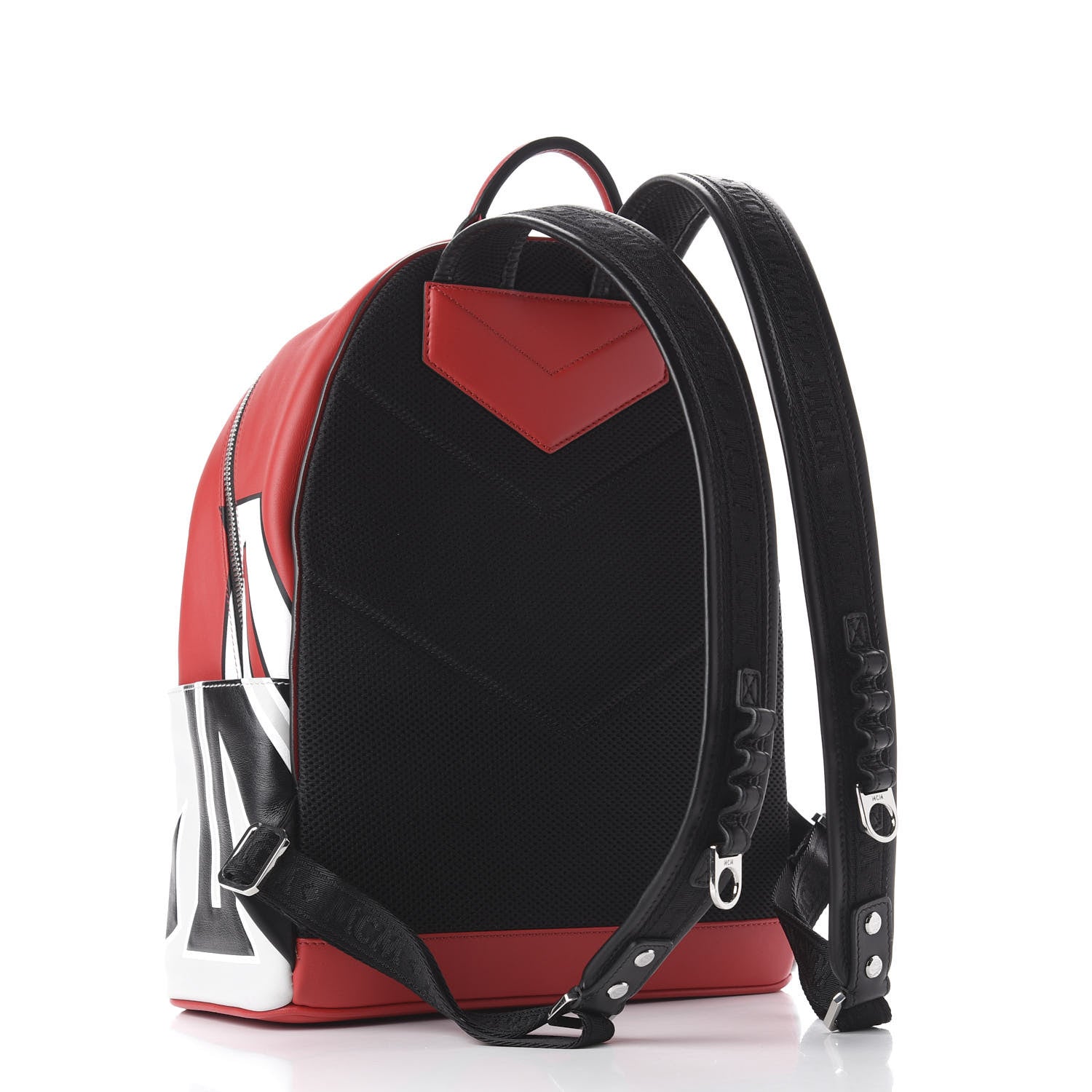 MCM Calfskin Contrast Logo Stark Backpack Ruby Red 2 of 7