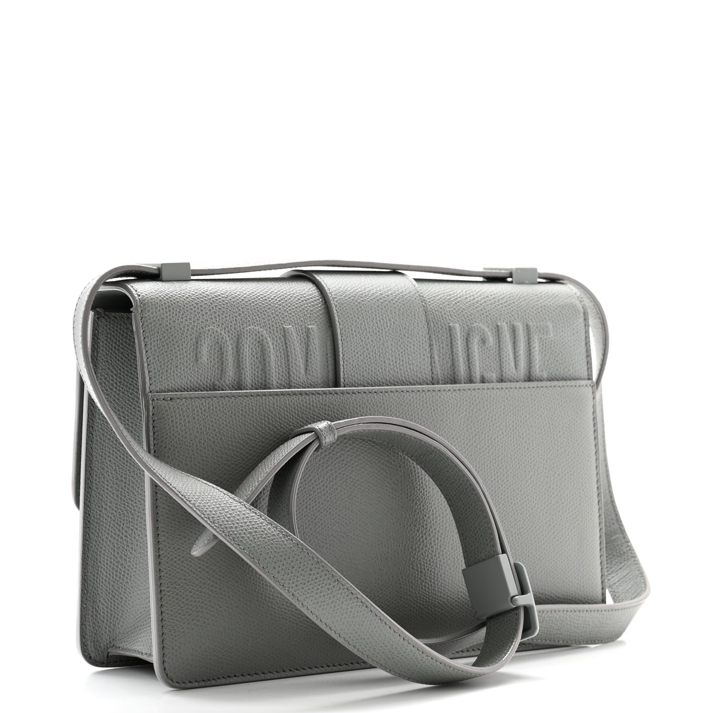 Ultra Matte Grained Calfskin 30 Montaigne Flap Bag Grey