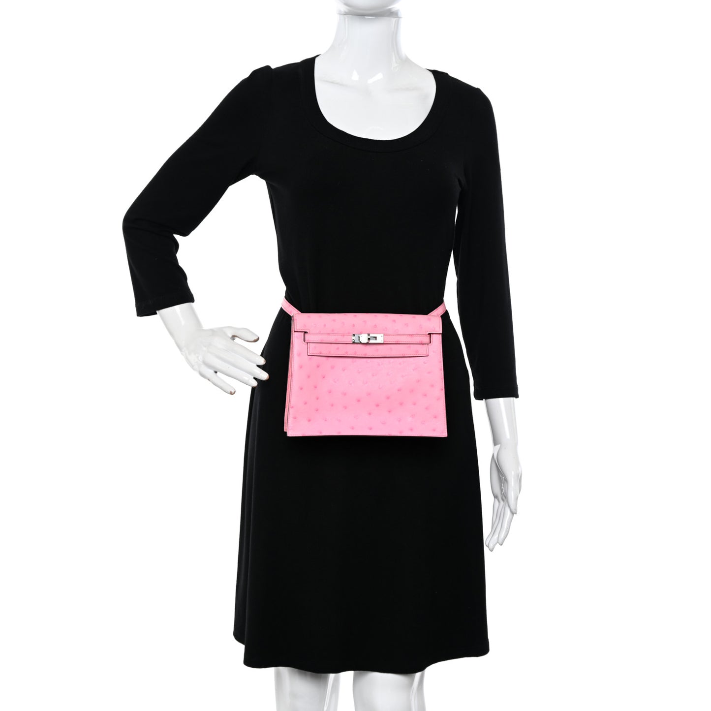 Ostrich Kelly Danse II Belt Bag Rose Bubblegum