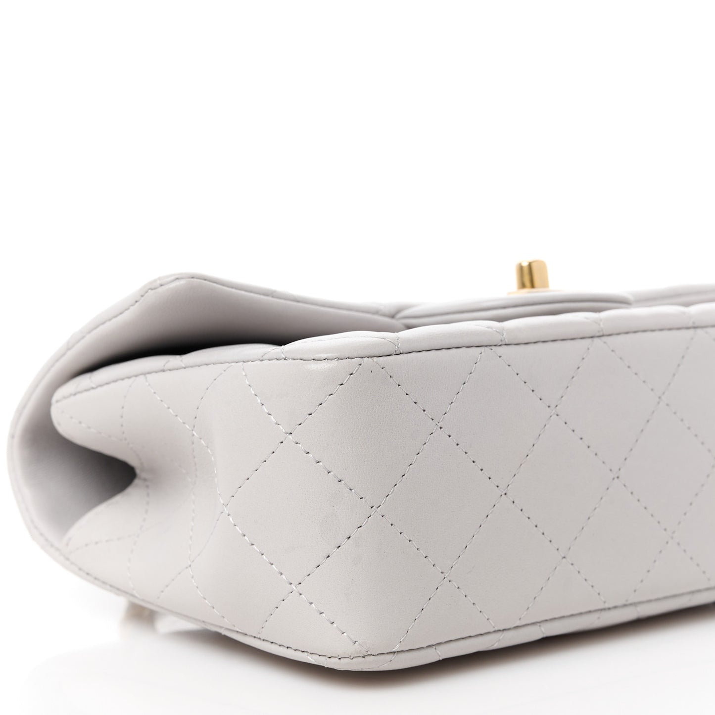 Lambskin Quilted Mini Top Handle Rectangular Flap Grey
