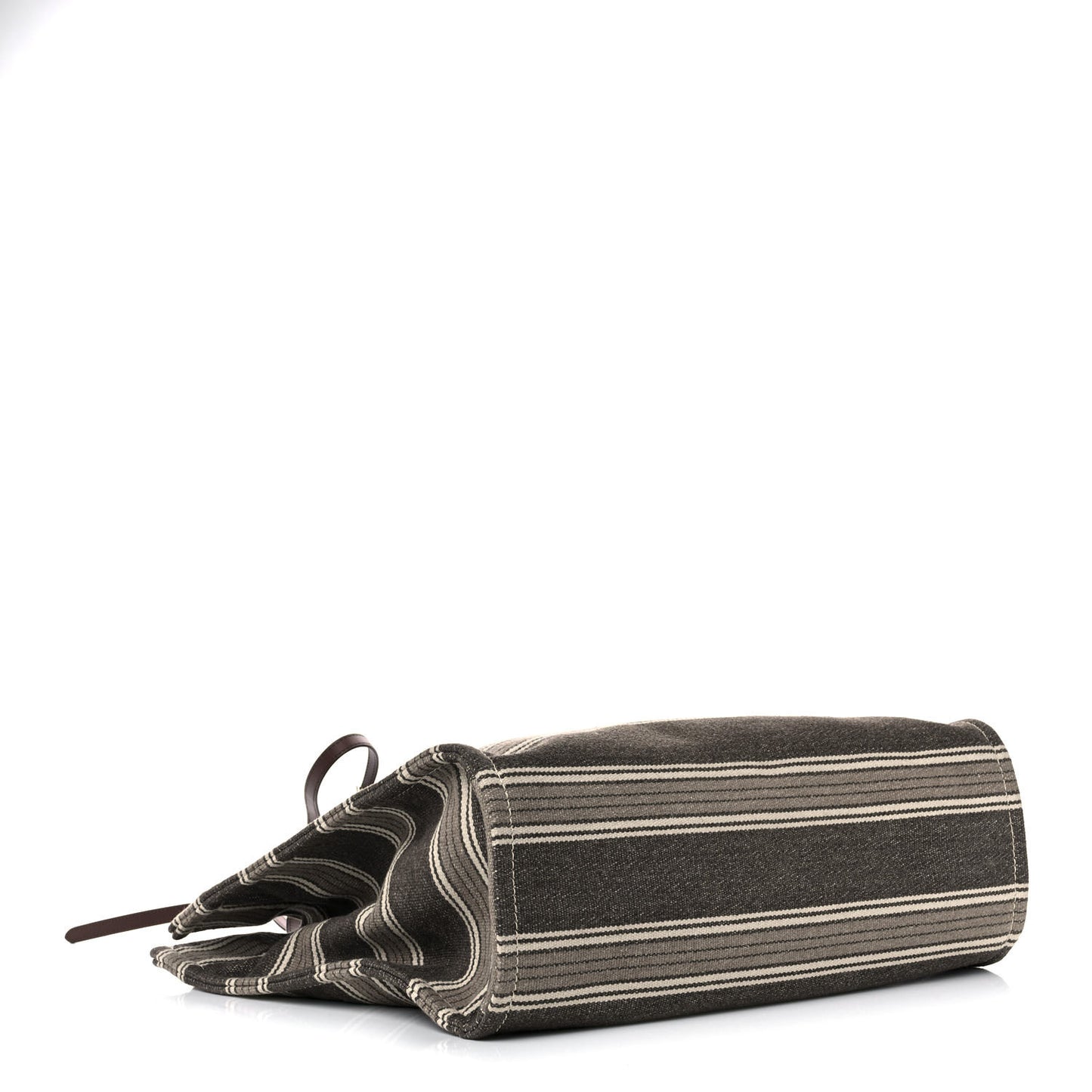 Canvas Calfskin Jacquard Vertical Cabas Grey Brown
