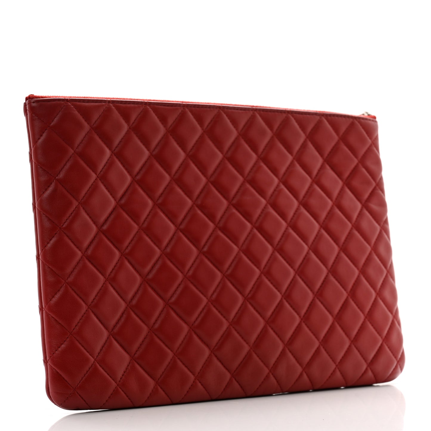 Lambskin Quilted Large Cosmetic Case Red