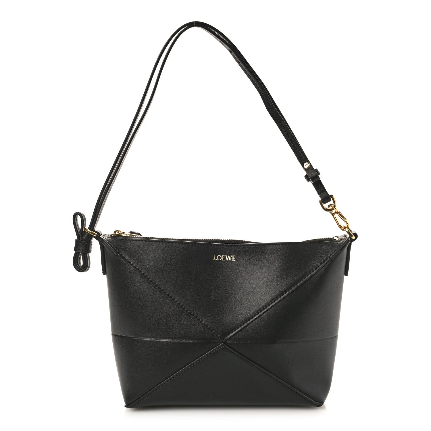 Loewe Shiny Calfskin Puzzle Fold Pouch Black 1 of 8