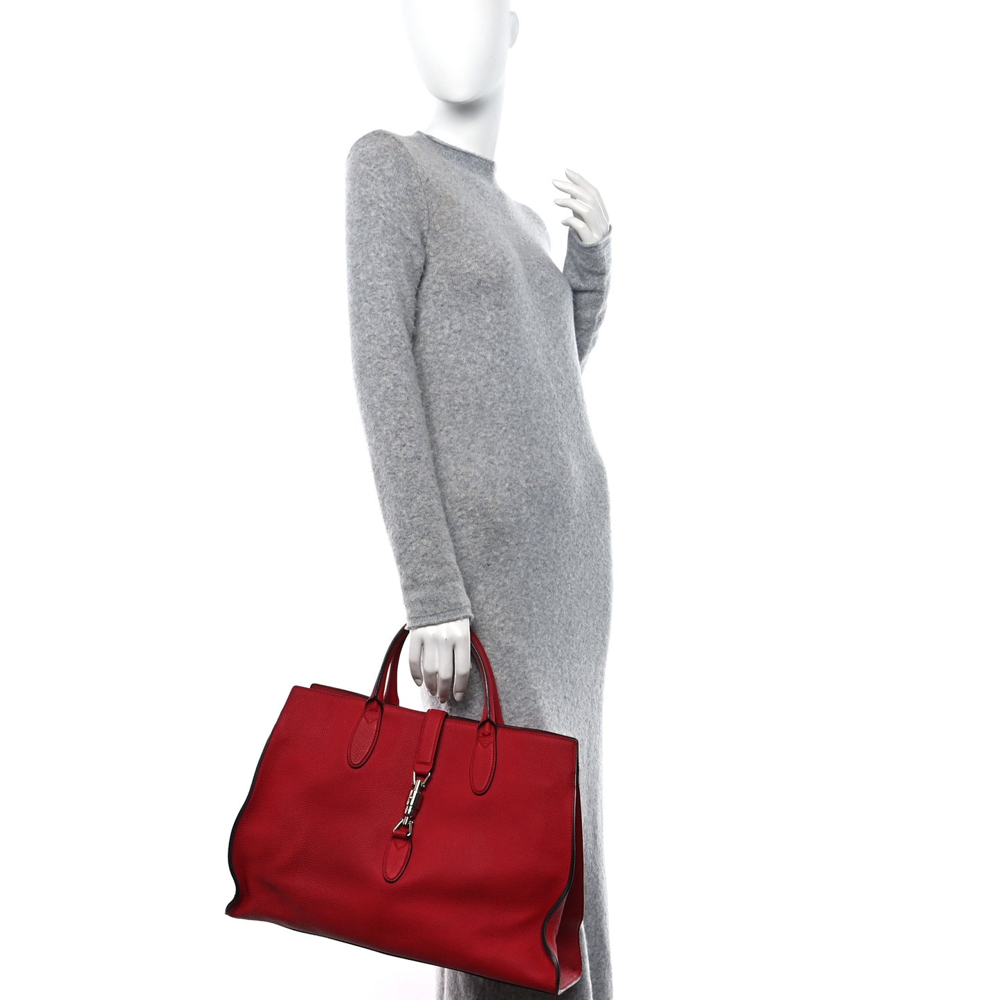 Soft Calfskin Medium Jackie Top Handle Bag Hibiscus Red