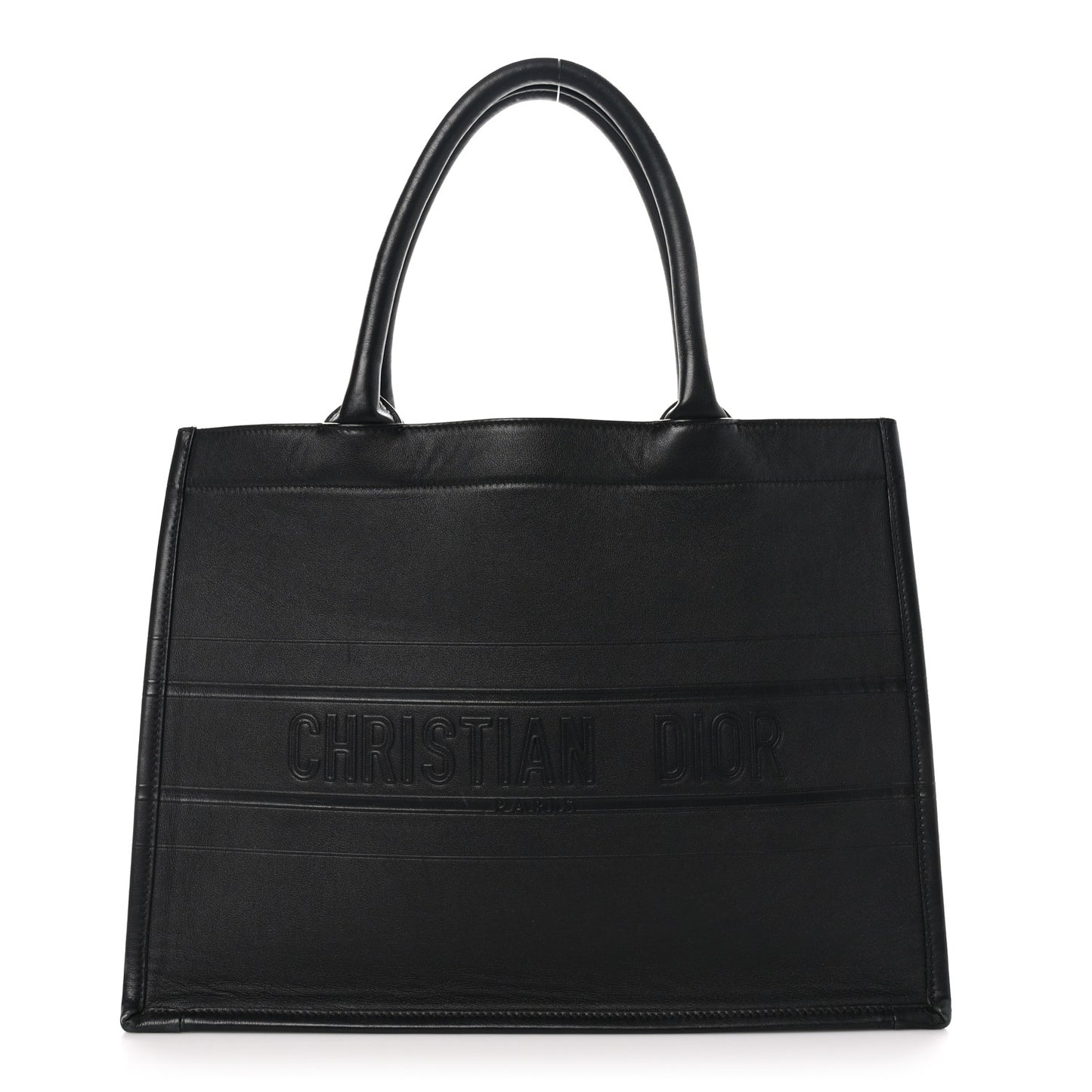 Calfskin Embossed Medium Book Tote Black