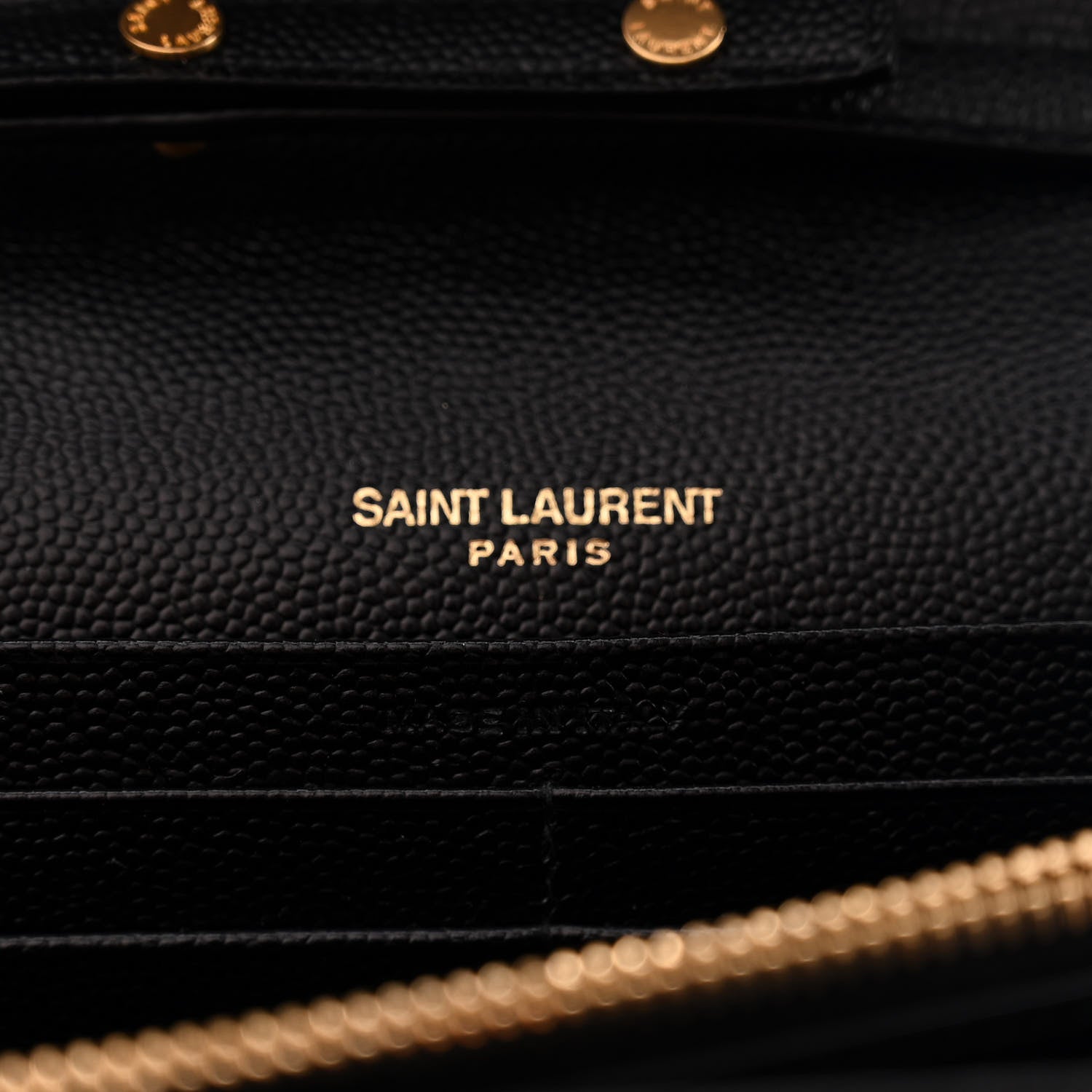 Saint Laurent Grain De Poudre Matelasse Chevron Monogram Chain Wallet Black 6 of 10