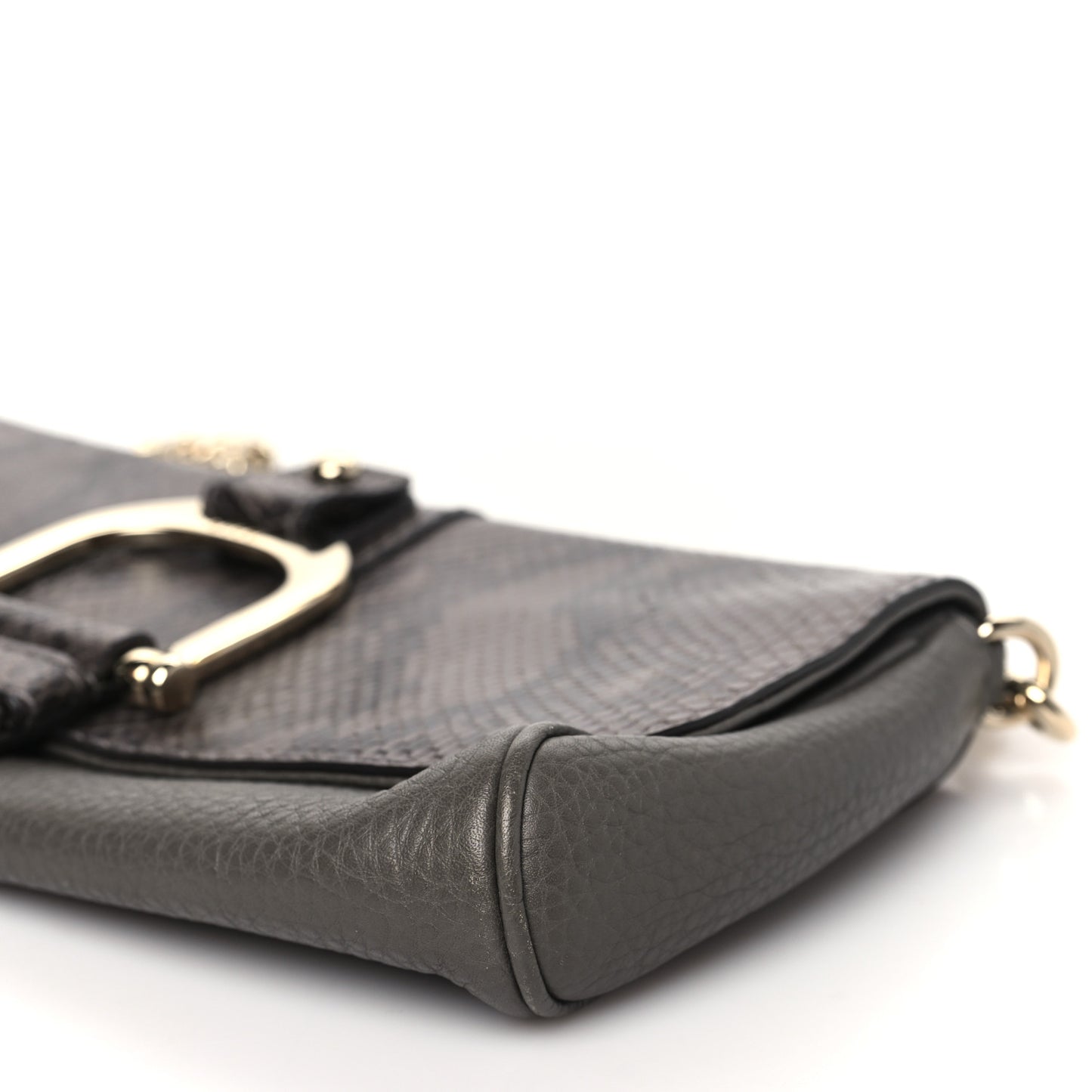 Snakeskin Calfskin Embossed Greenwich Clutch Grey
