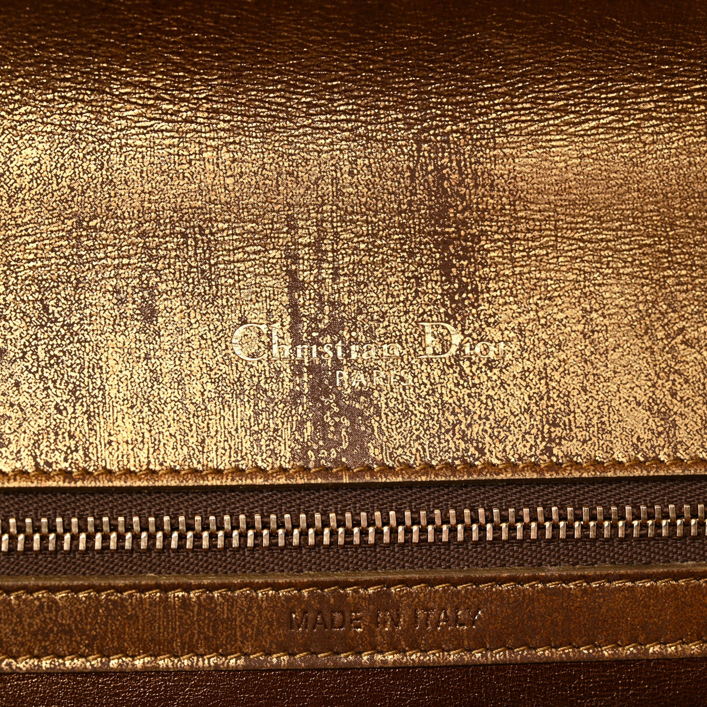 Metallic Brushed Calfskin Small Diorama Flap Bag Gold