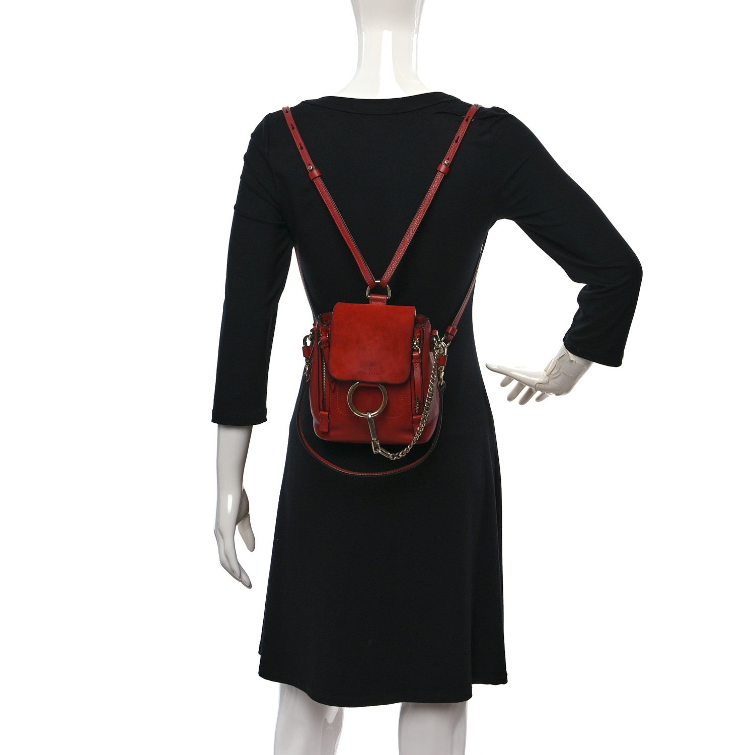 Chloe Suede Calfskin Mini Faye Backpack Earthy Red 2 of 17