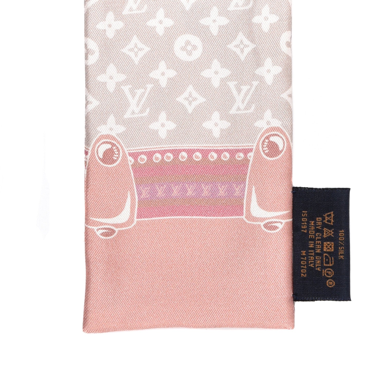 Louis Vuitton Silk Monogram Poodle Animalle Bandeau Rose Pale 4 of 4
