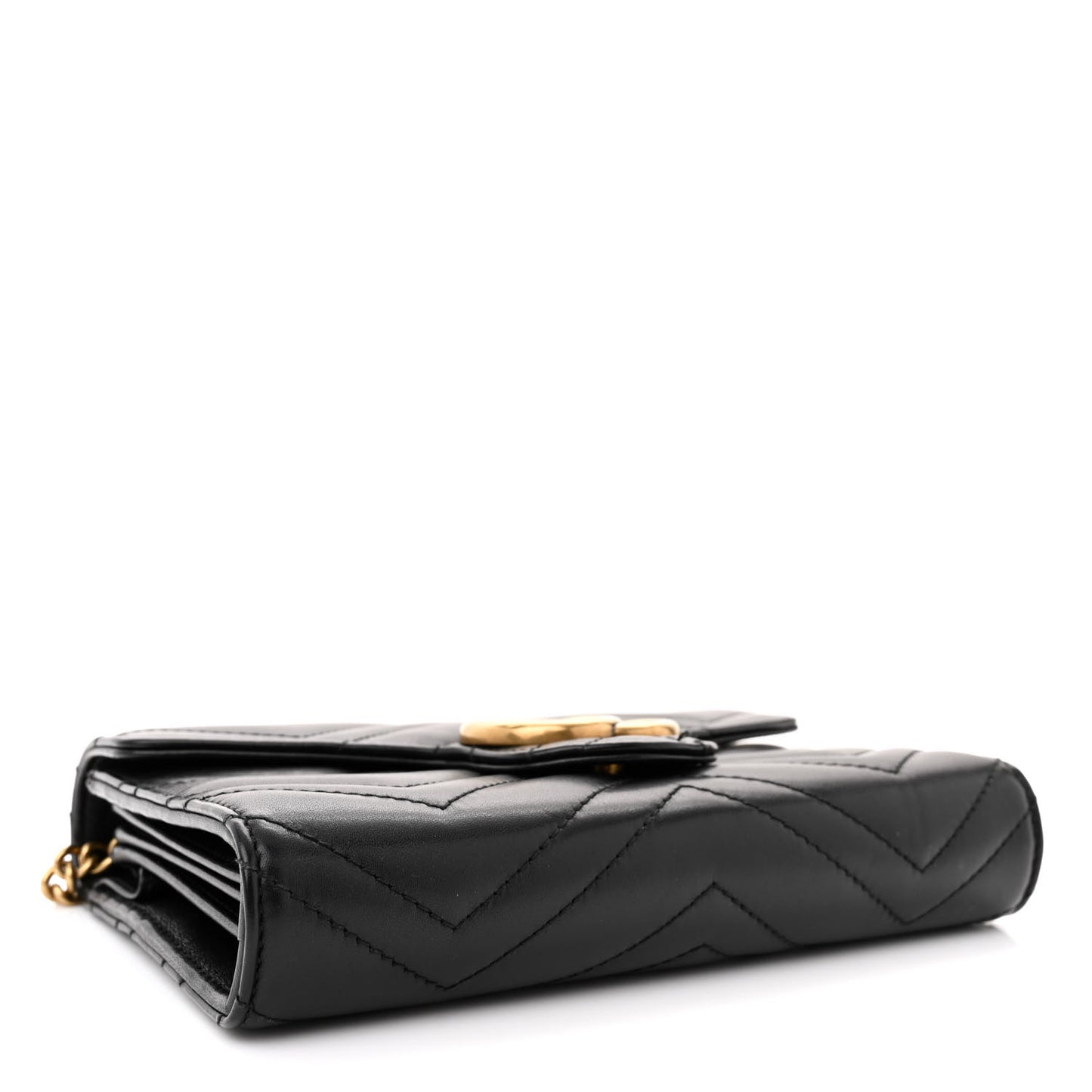 Calfskin Matelasse GG Marmont Chain Wallet Black