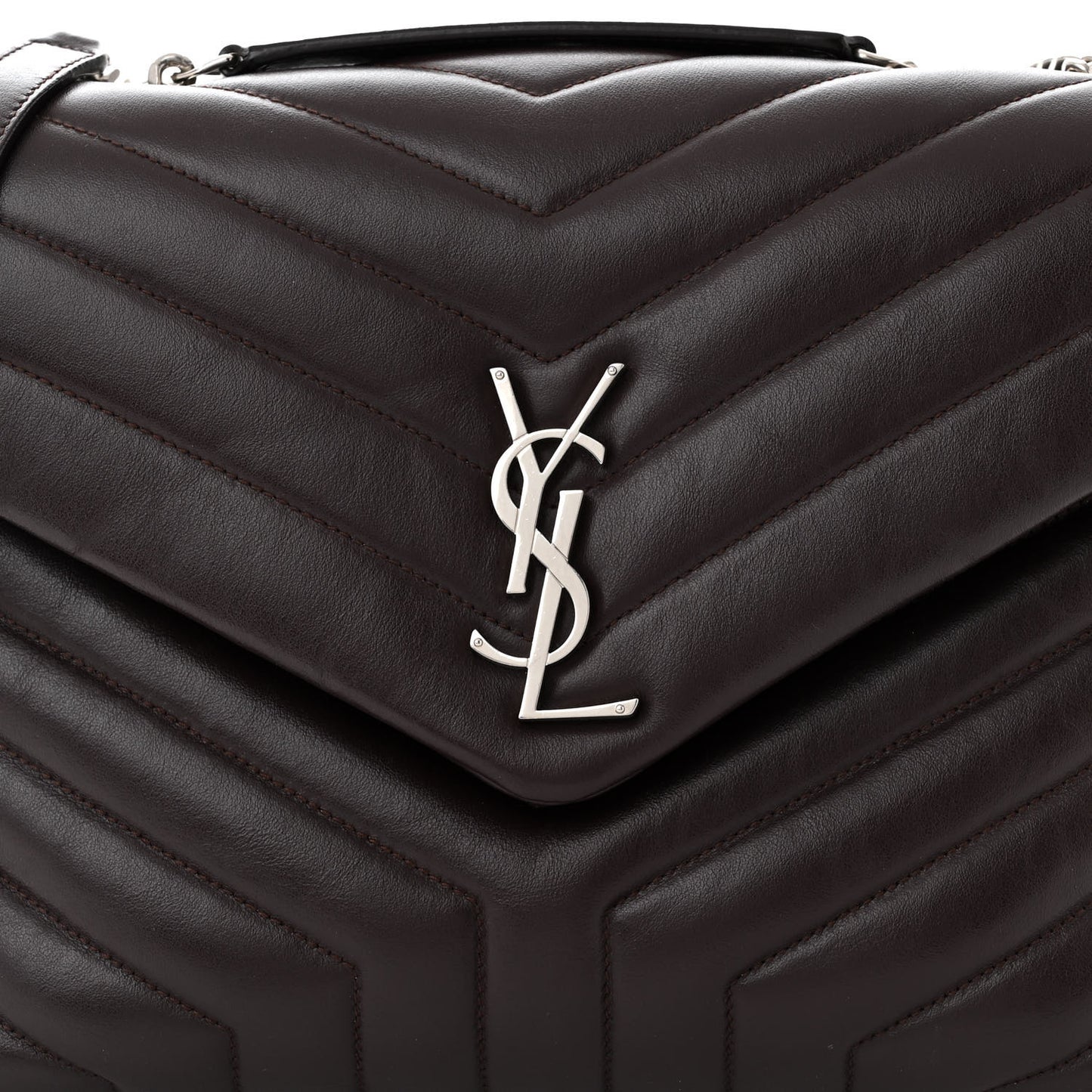 Calfskin Y Quilted Monogram Medium Loulou Chain Satchel Amaranto