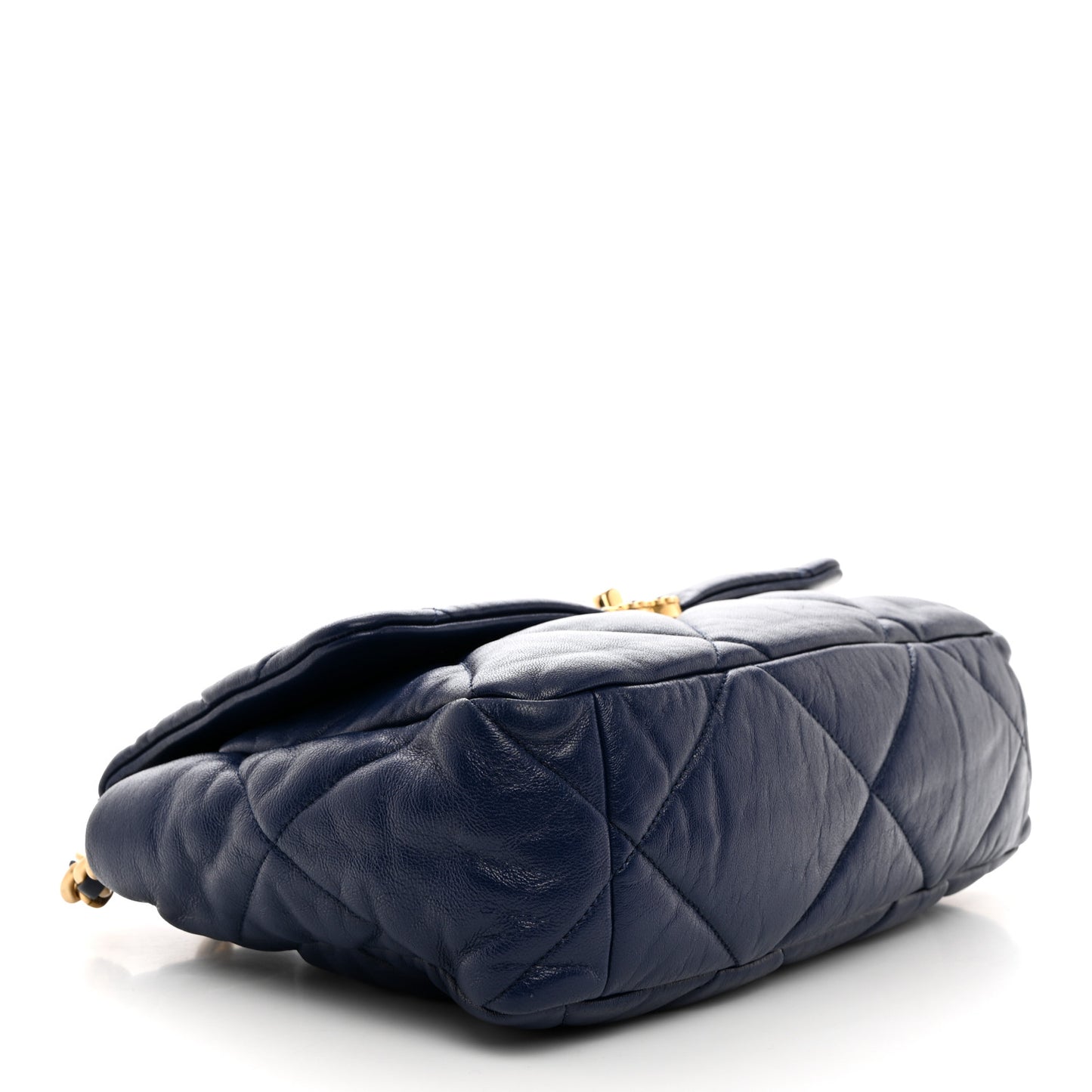 Goatskin Quilted Large Chanel 19 Flap Navy Blue