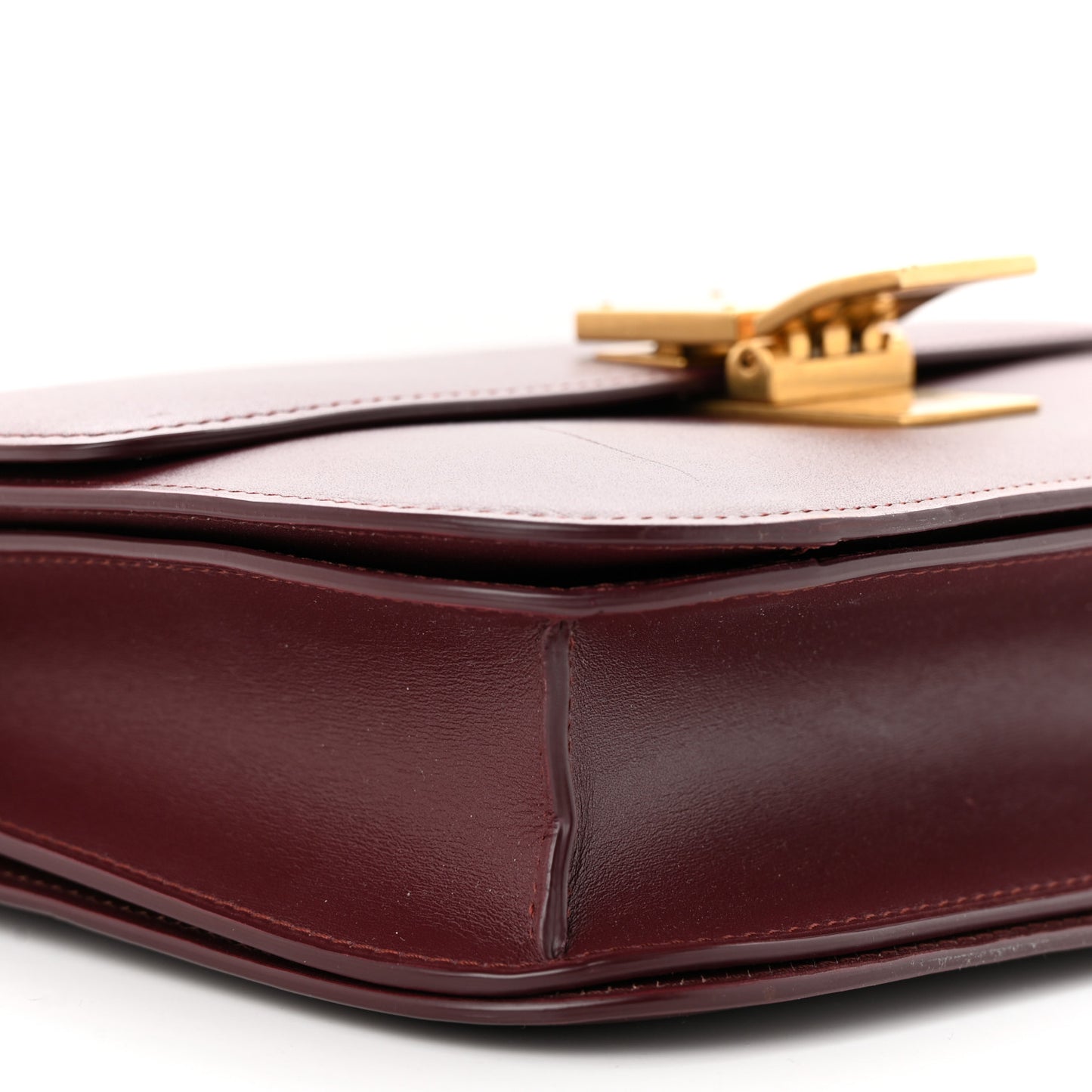 Box Calfskin Medium Classic Box Flap Bag Burgundy