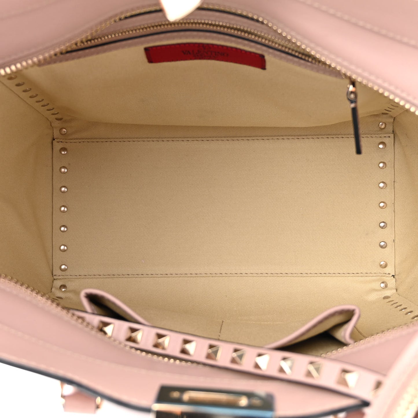 Vitello Rockstud Double Handle Tote Poudre