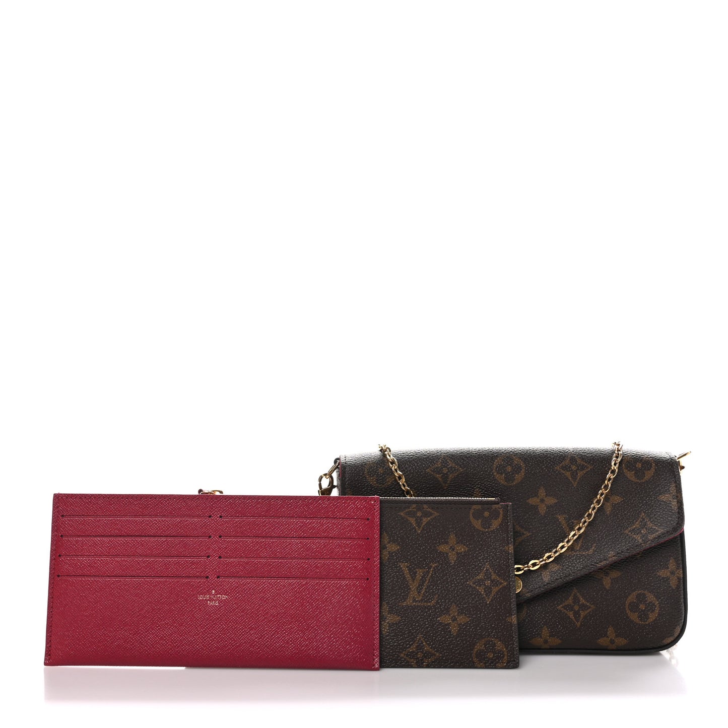 Monogram Pochette Felicie Chain Wallet Fuchsia
