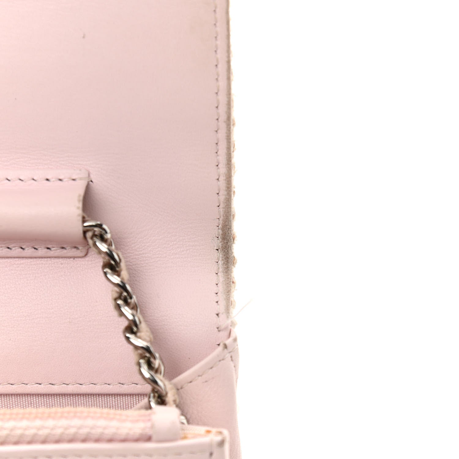 Chanel Canvas Deauville Wallet On Chain WOC Pink White 14 of 17
