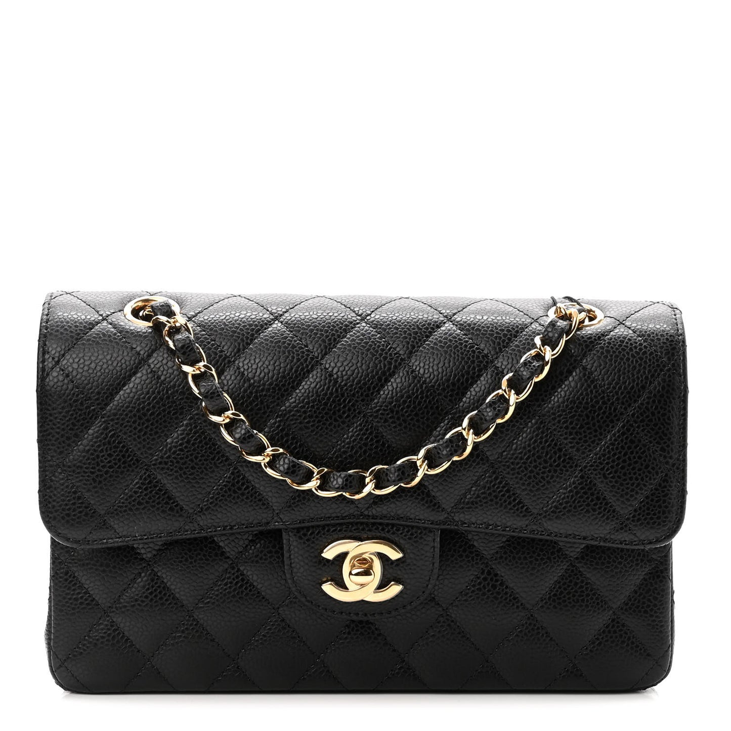 Caviar Quilted Small Double Flap Black