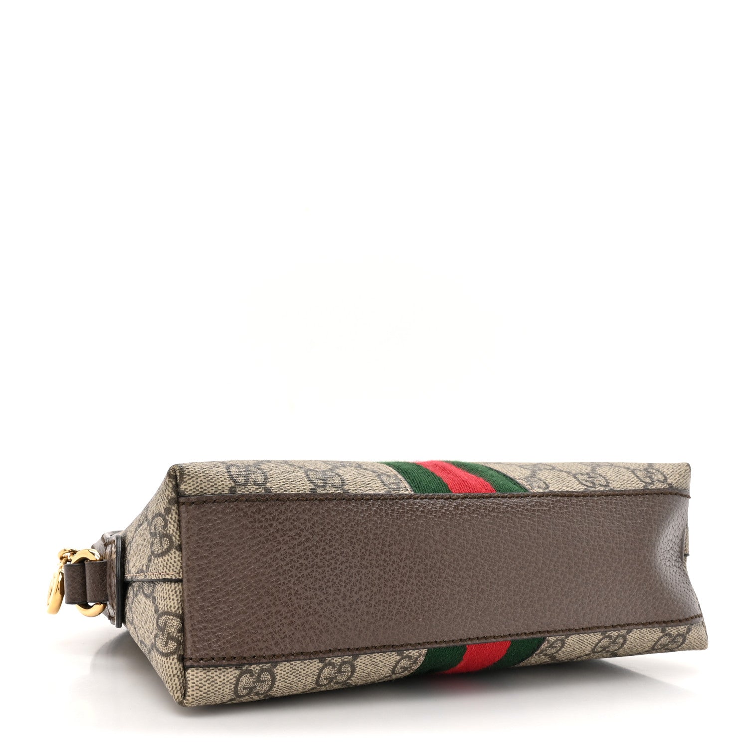 Gucci GG Supreme Monogram Textured Dollar Calfskin Web Small Ophidia Dome Shoulder Bag Beige Ebony New Acero 4 of 10