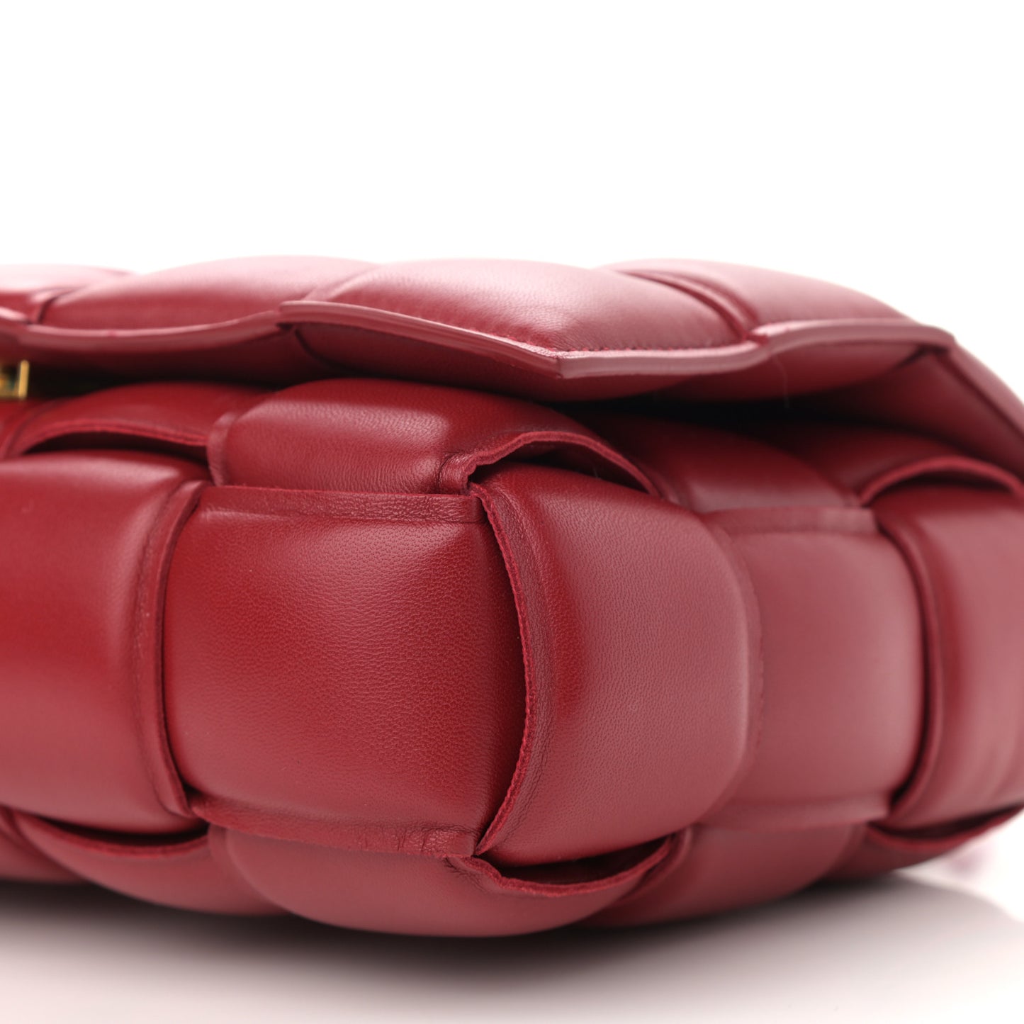 Nappa Maxi Intreccio Padded Cassette Crossbody Bag Dark Red