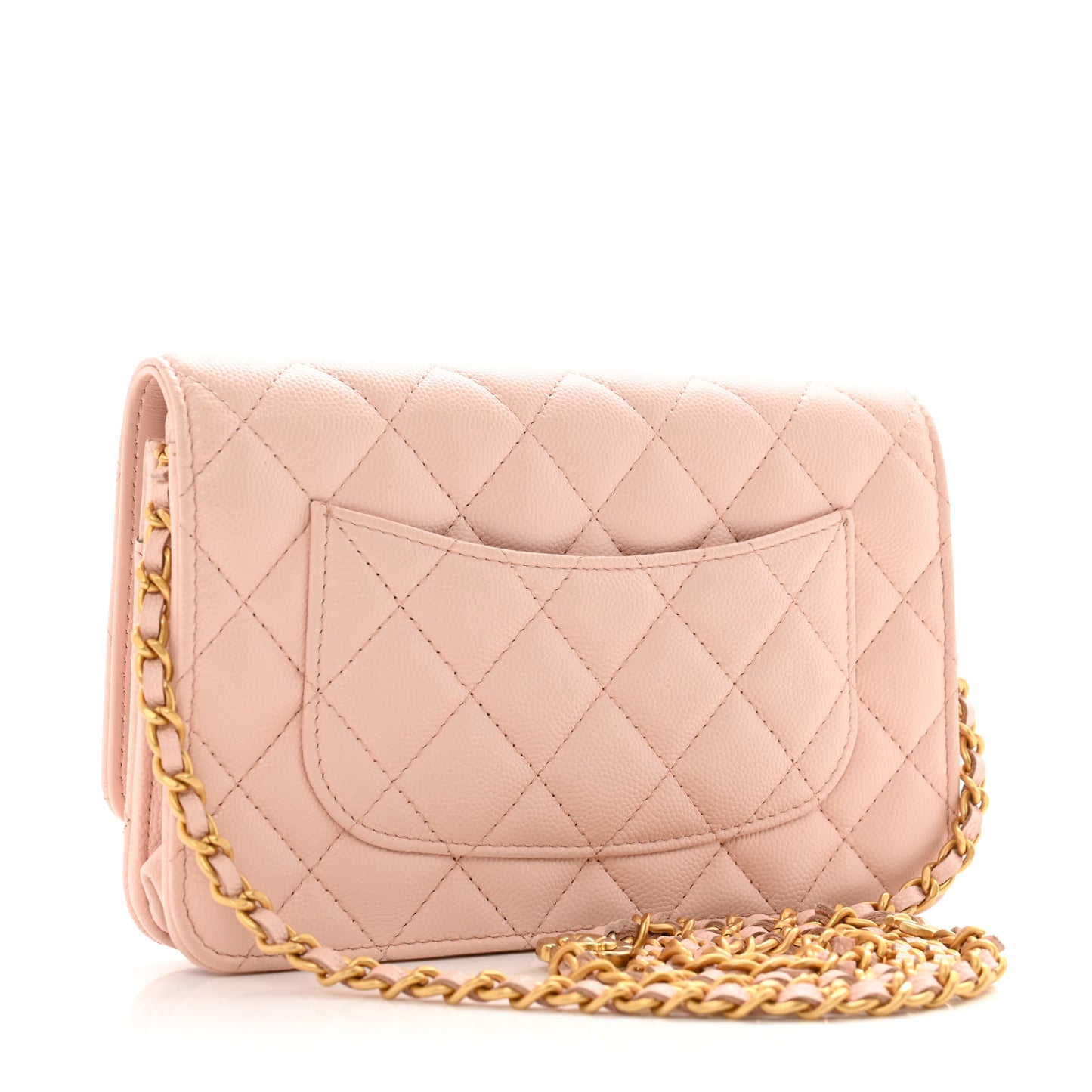 Caviar Quilted Camellia Wallet On Chain WOC Light Pink