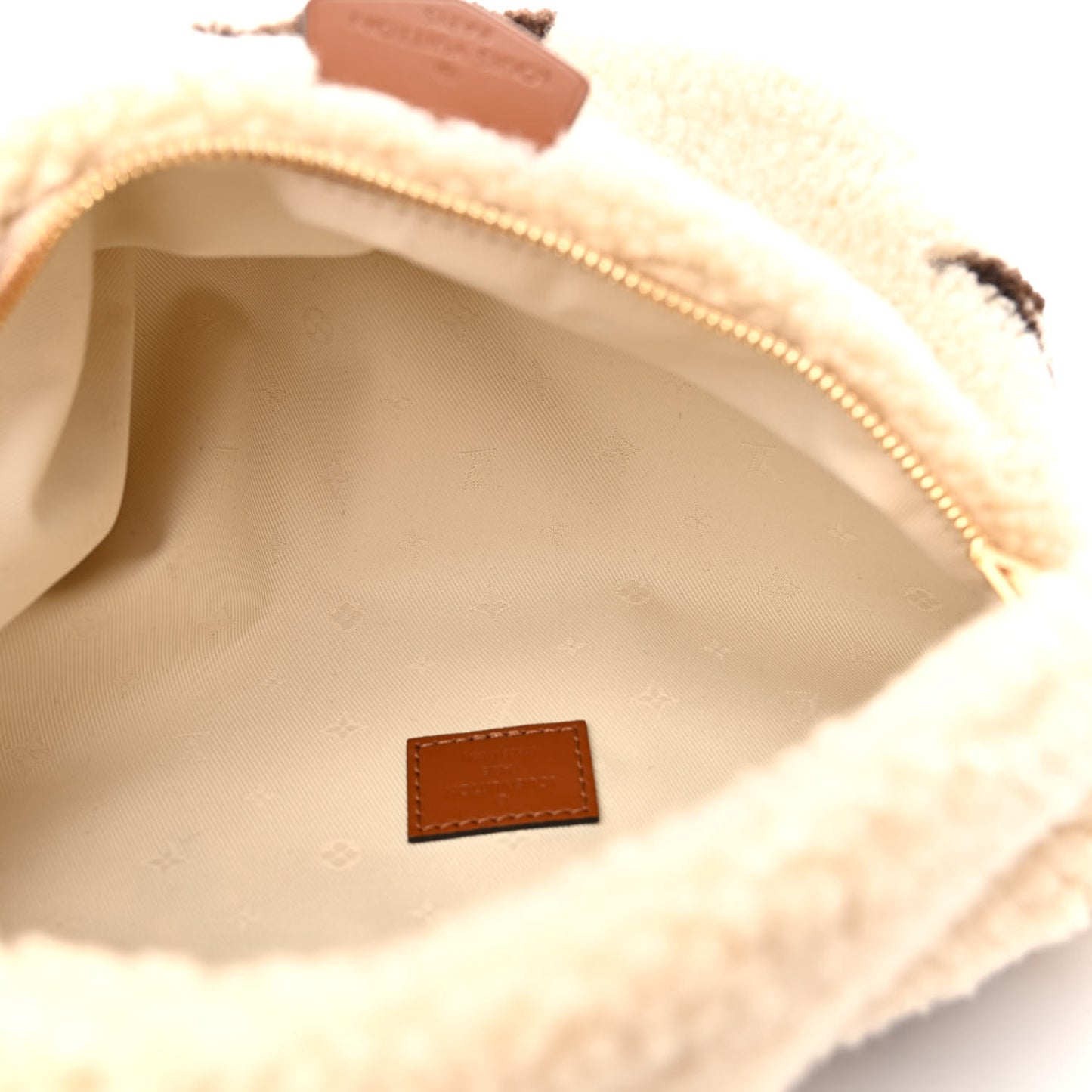 Shearling Monogram LV Ski Bumbag Cream Brown