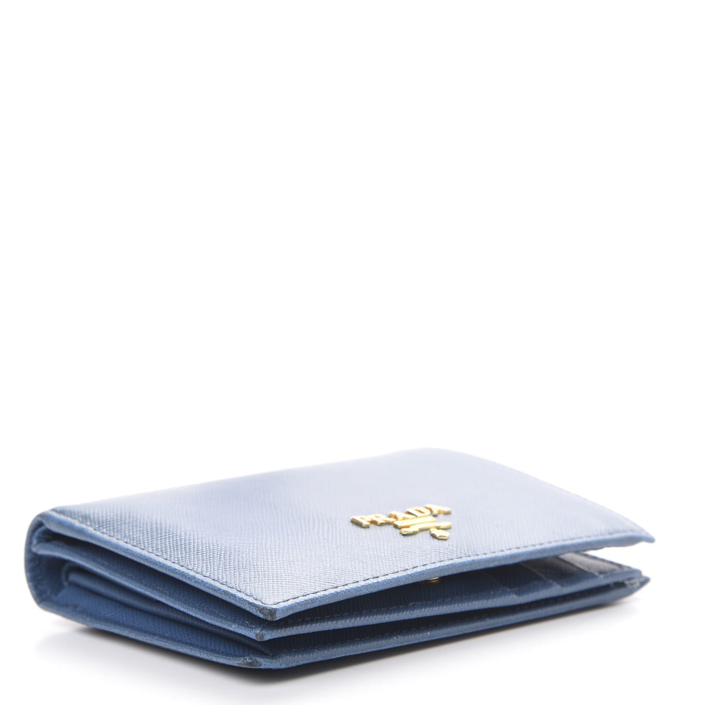 Saffiano Metal Compact Snap Bi-Fold Wallet Cobalto