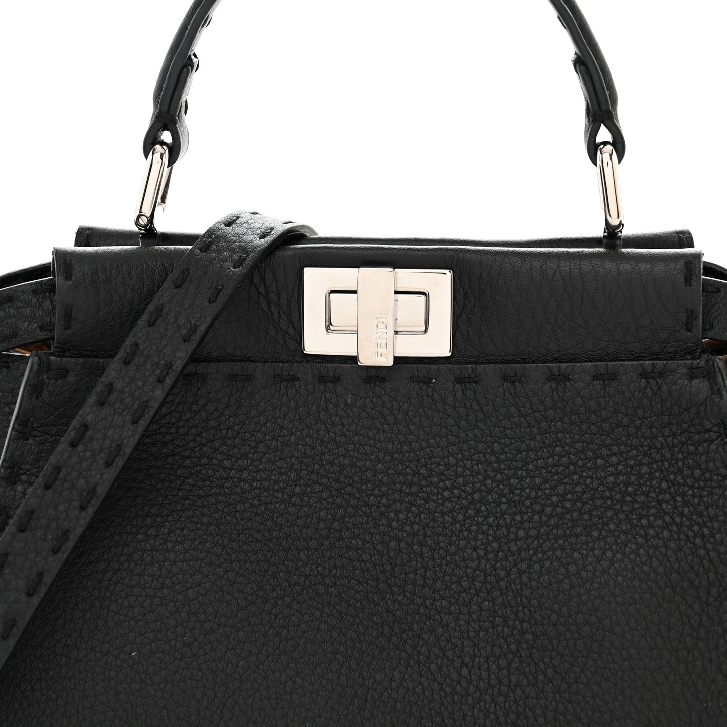 Cuoio Romano Selleria Bi-Color Mini Peekaboo Iconic Satchel Black Mou