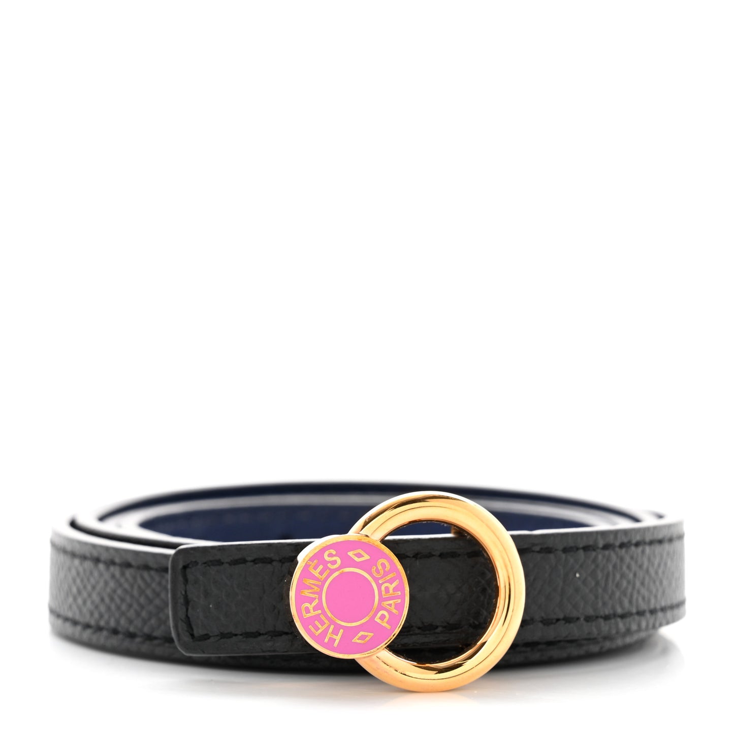 Swift Epsom 13mm Mini Laquee Reversible Belt 85 Black Bleu Saphir