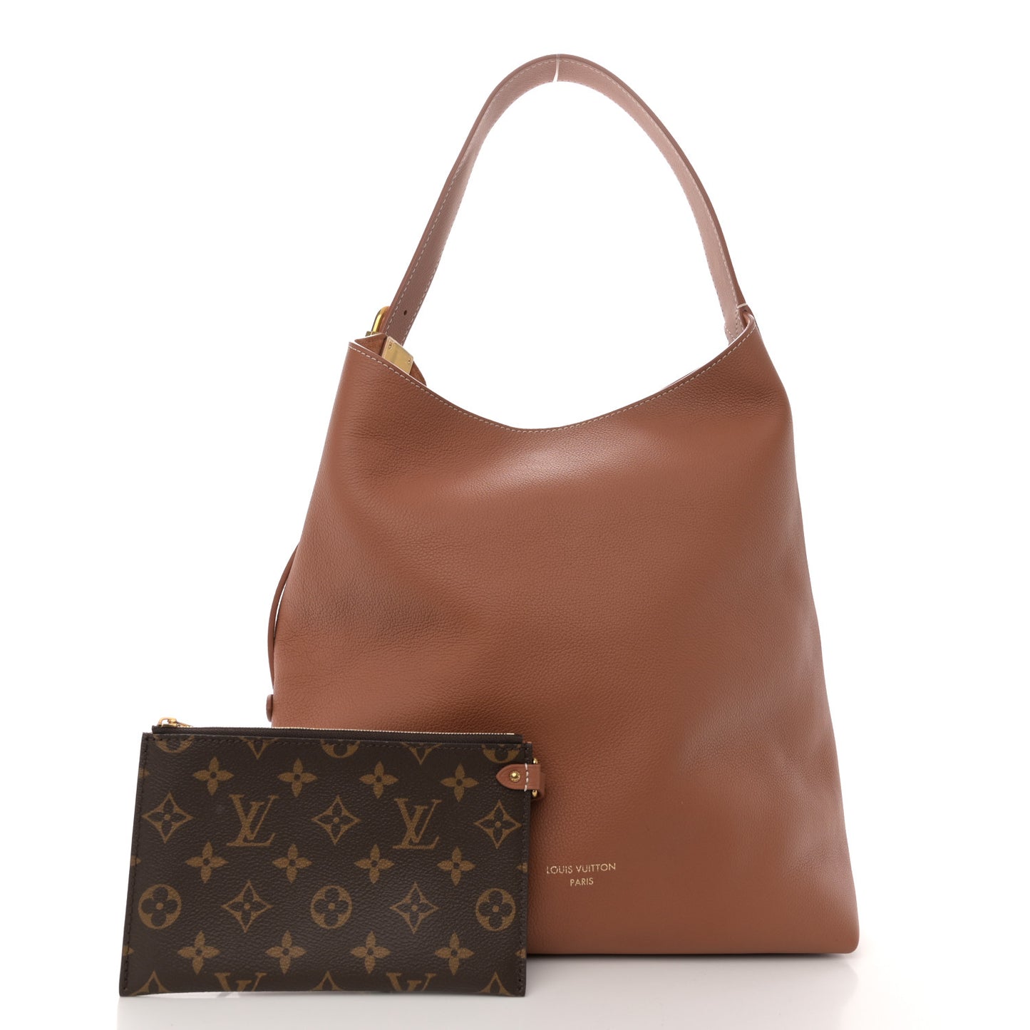 Grained Calfskin Low Key Hobo MM Cognac