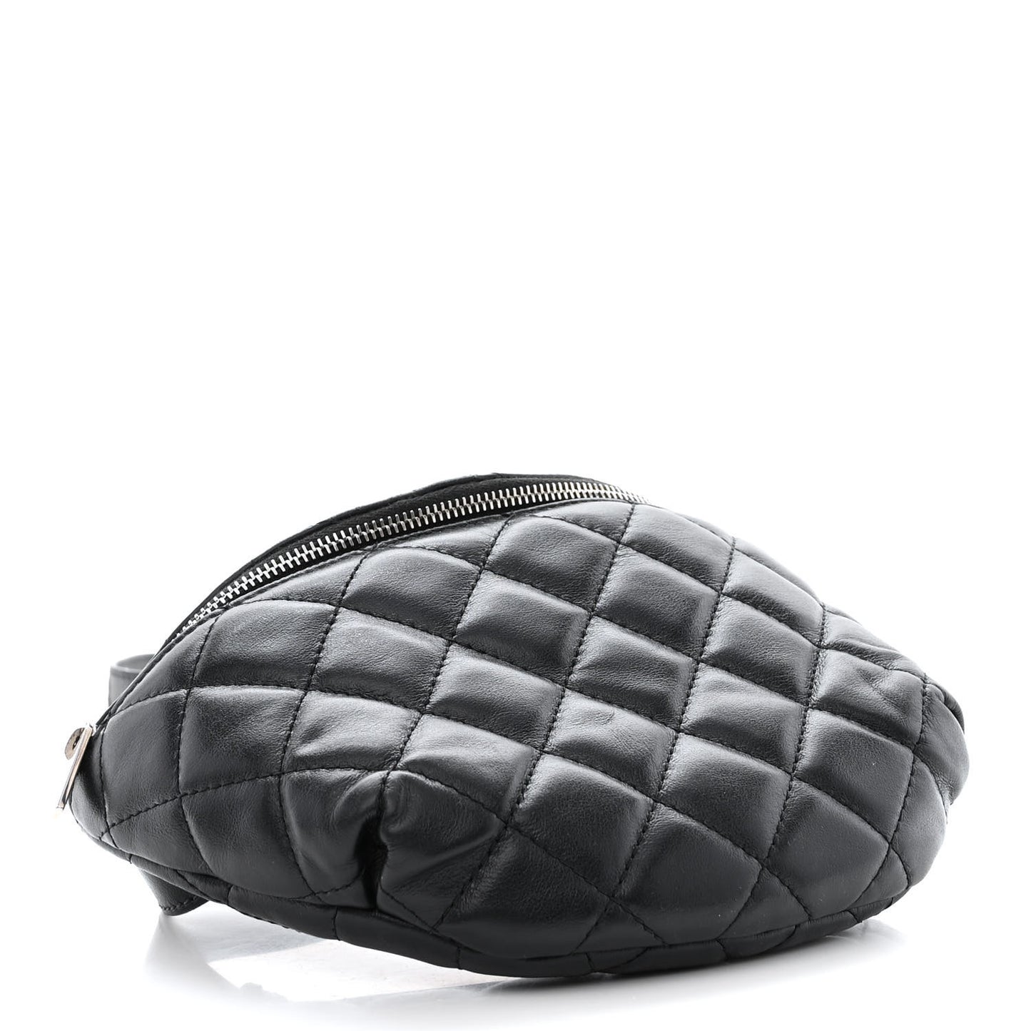 Calfskin Quilted Waist Belt Bag Black